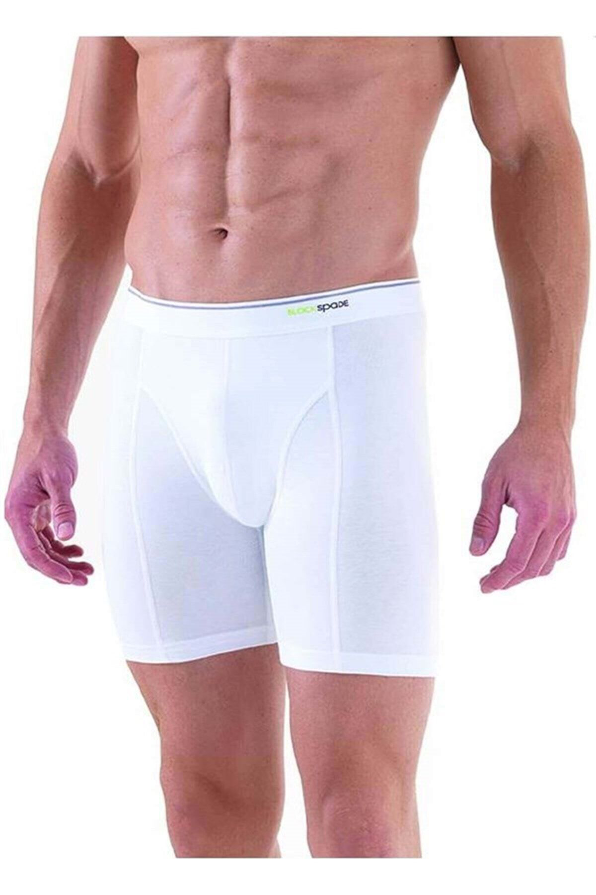 Blackspade 9216 %92 Pamuk Uzun Erkek Boxer Beyaz