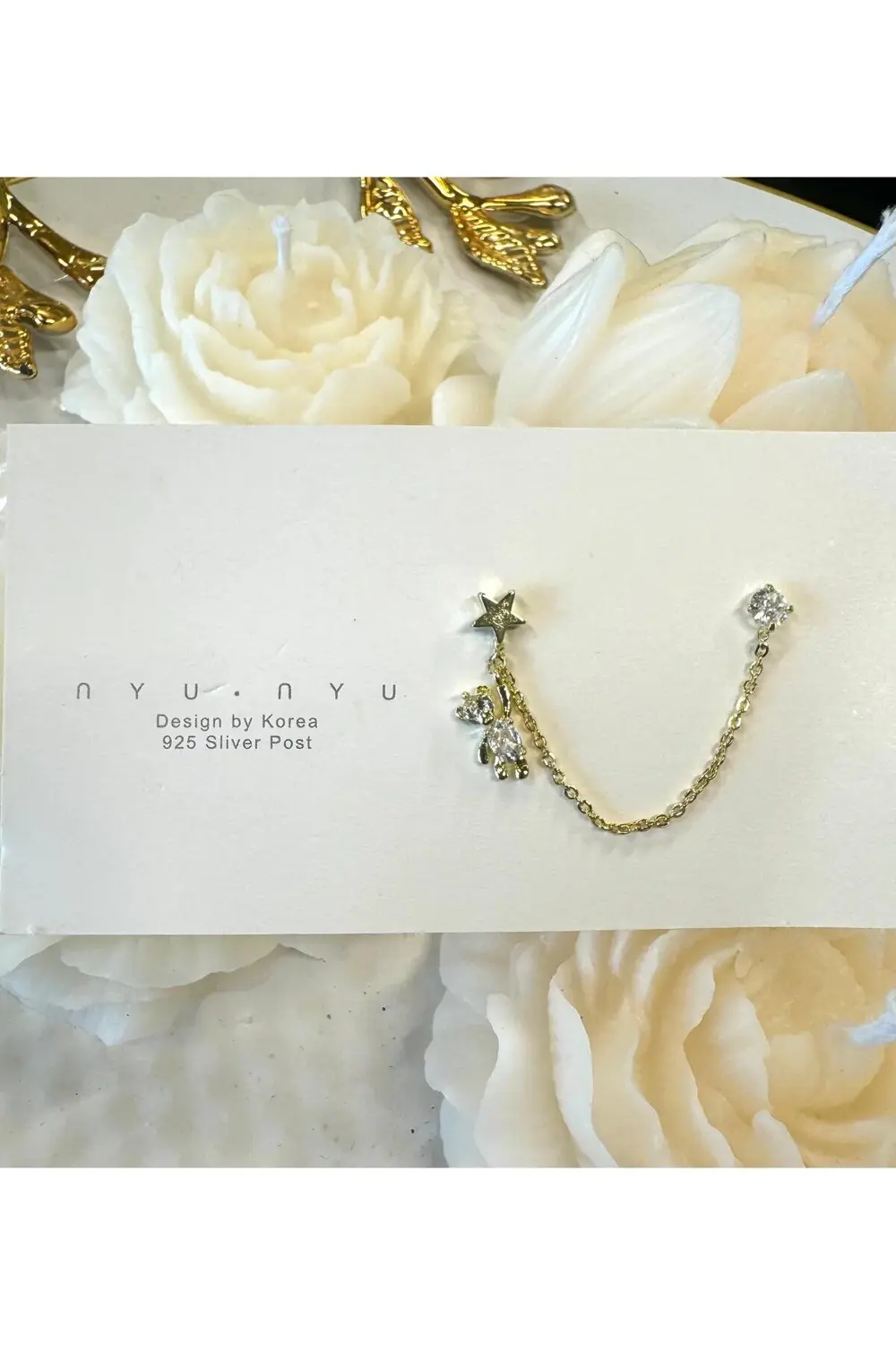 Arescollection 925 Ayar Barlı Rodyum Kaplama Zirkon Taşlı Sallanan Ayıcıklı İkil