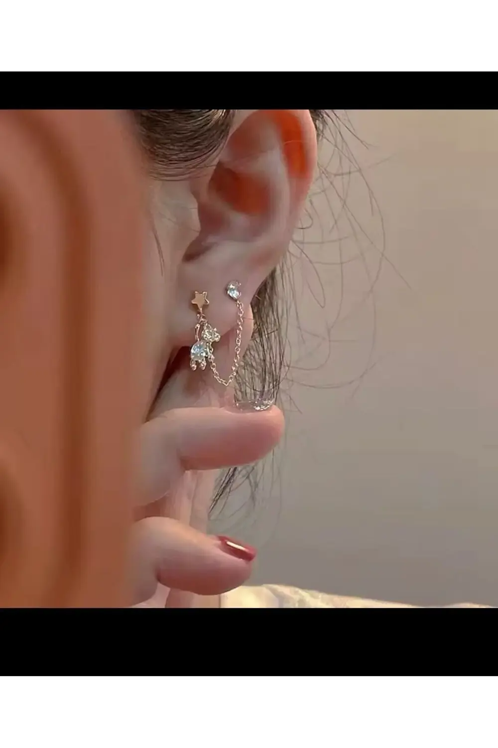 Arescollection 925 Ayar Barlı Rodyum Kaplama Zirkon Taşlı Sallanan Ayıcıklı İkil