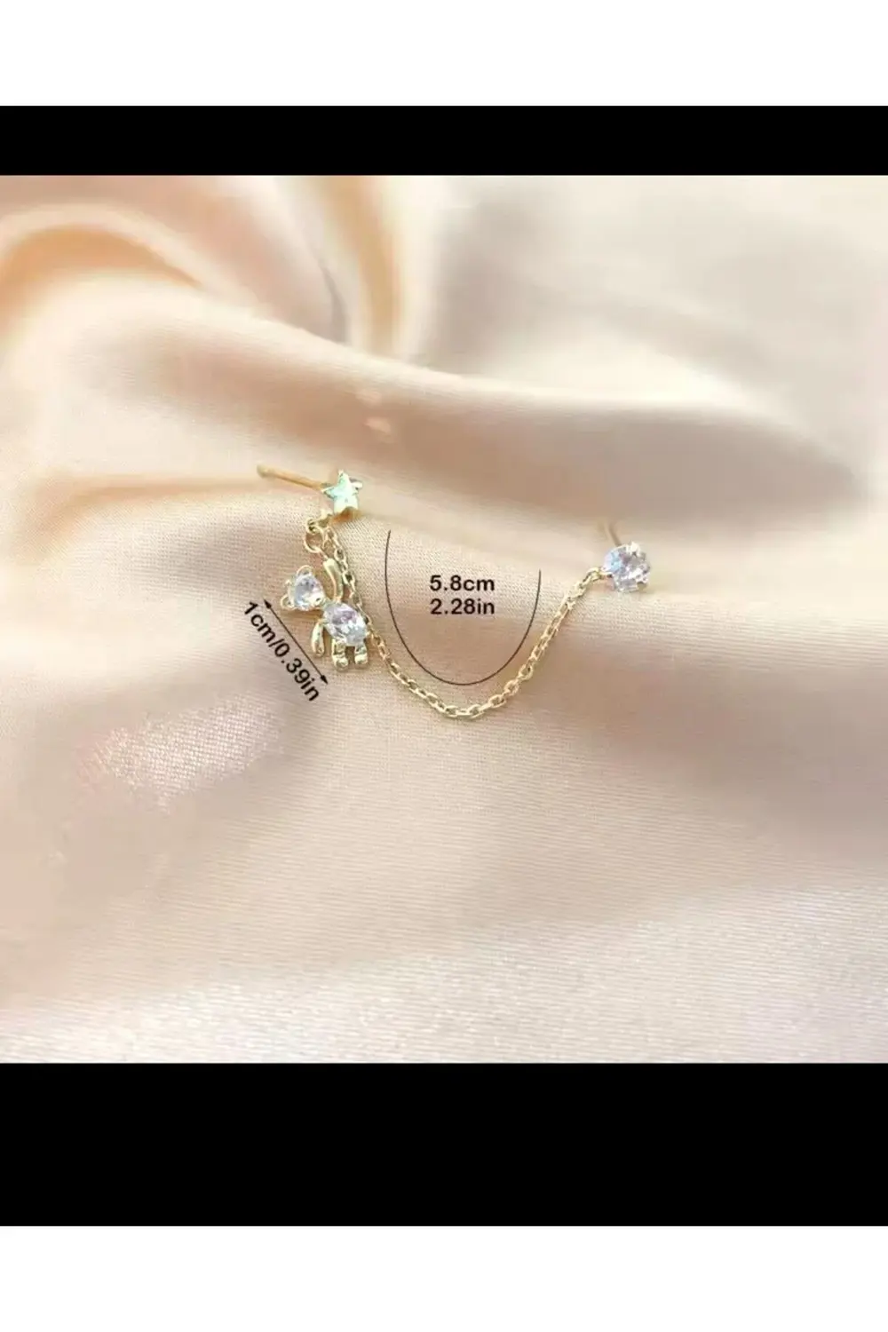 Arescollection 925 Ayar Barlı Rodyum Kaplama Zirkon Taşlı Sallanan Ayıcıklı İkil