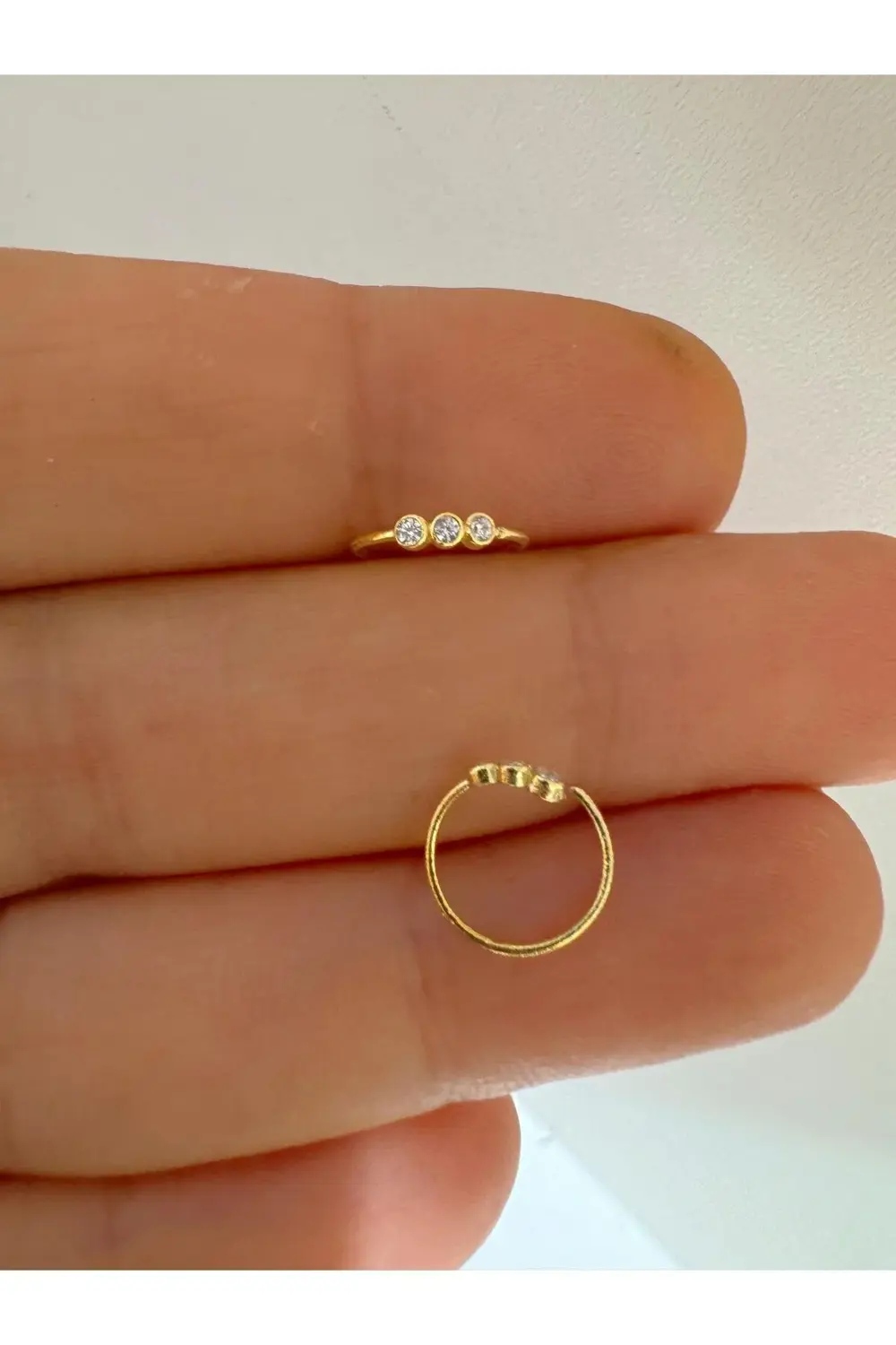 Arescollection 925 Ayar Gümüş  3Lü Yuvarlak Zirkon Taşli Halka Hizma