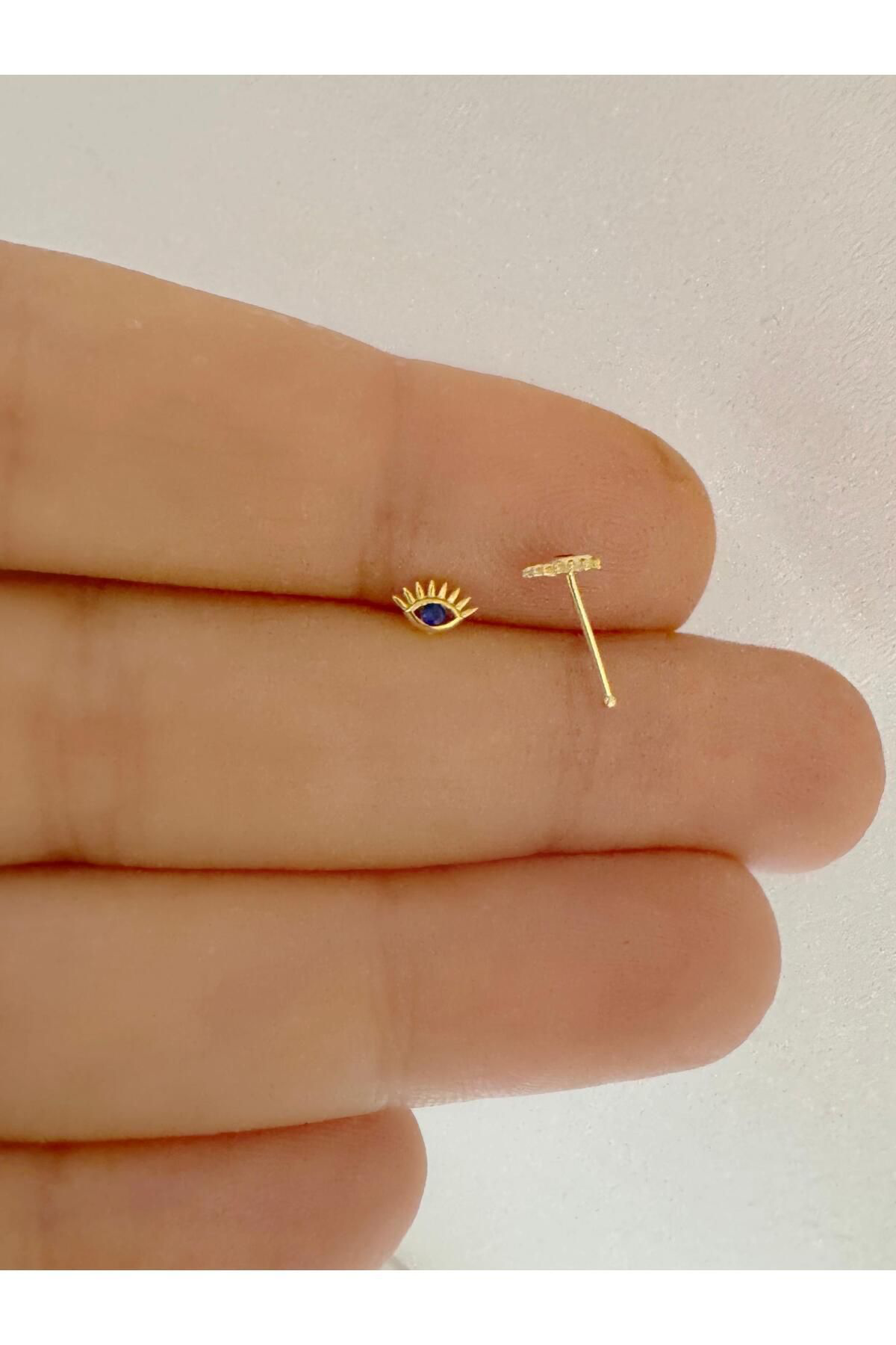 Arescollection 925 Ayar Gümüş Zirkon Taşli Kirpikli Göz Şeklinde Hizma