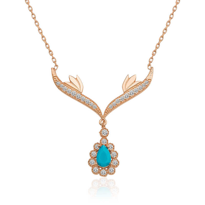 İhtiyaçavm 925 Ayar Gümüş Turkuaz Taşlı Madalyon Kadın Gümüş Kolye