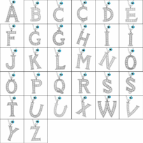 925 Ayar Gümüş Nazar Rodyum Ç Harfi Kadın Gümüş Kolye