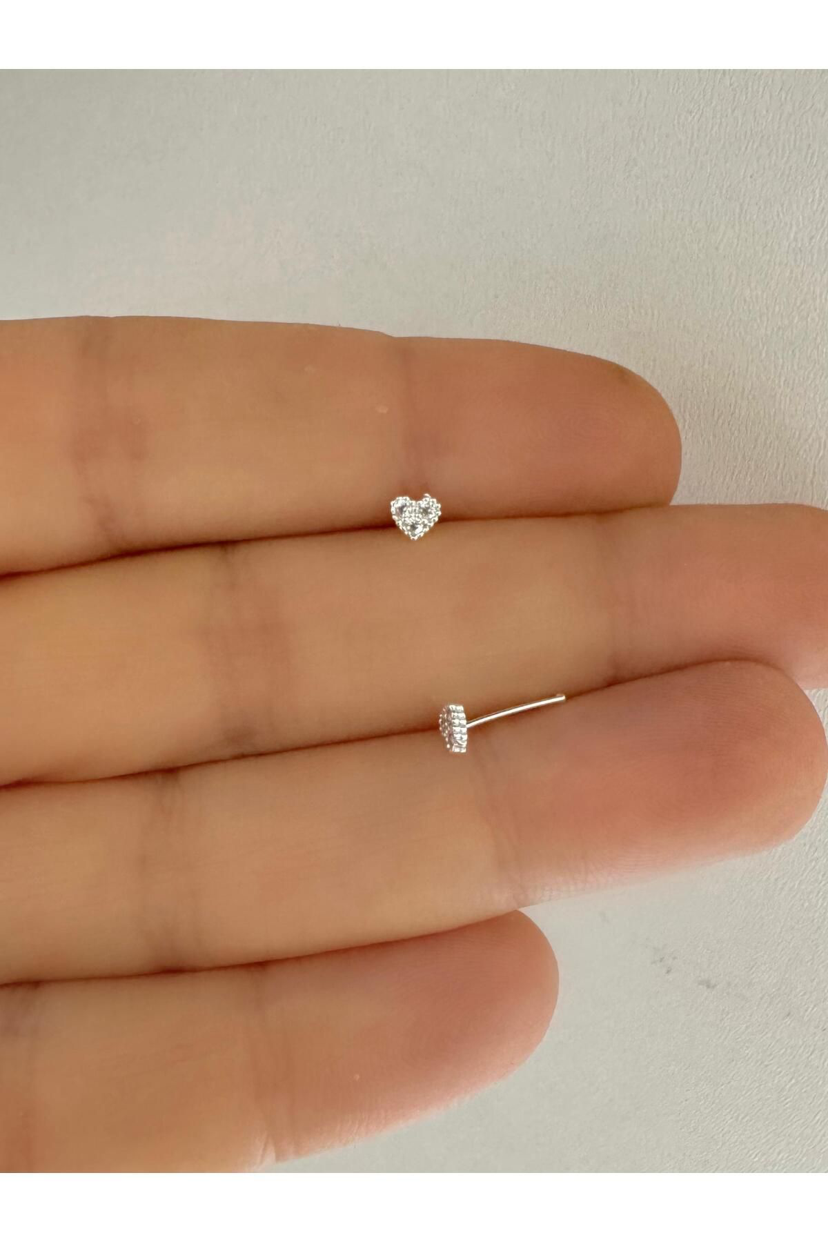 Arescollection 925 Ayar Gümüş Zirkon Taşli Kalpli  Hizma