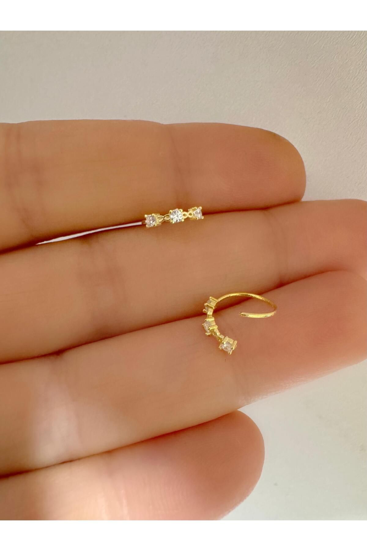 Arescollection 925 Ayar Gümüş 3 Lü Zirkon Taşli Halka Hizma