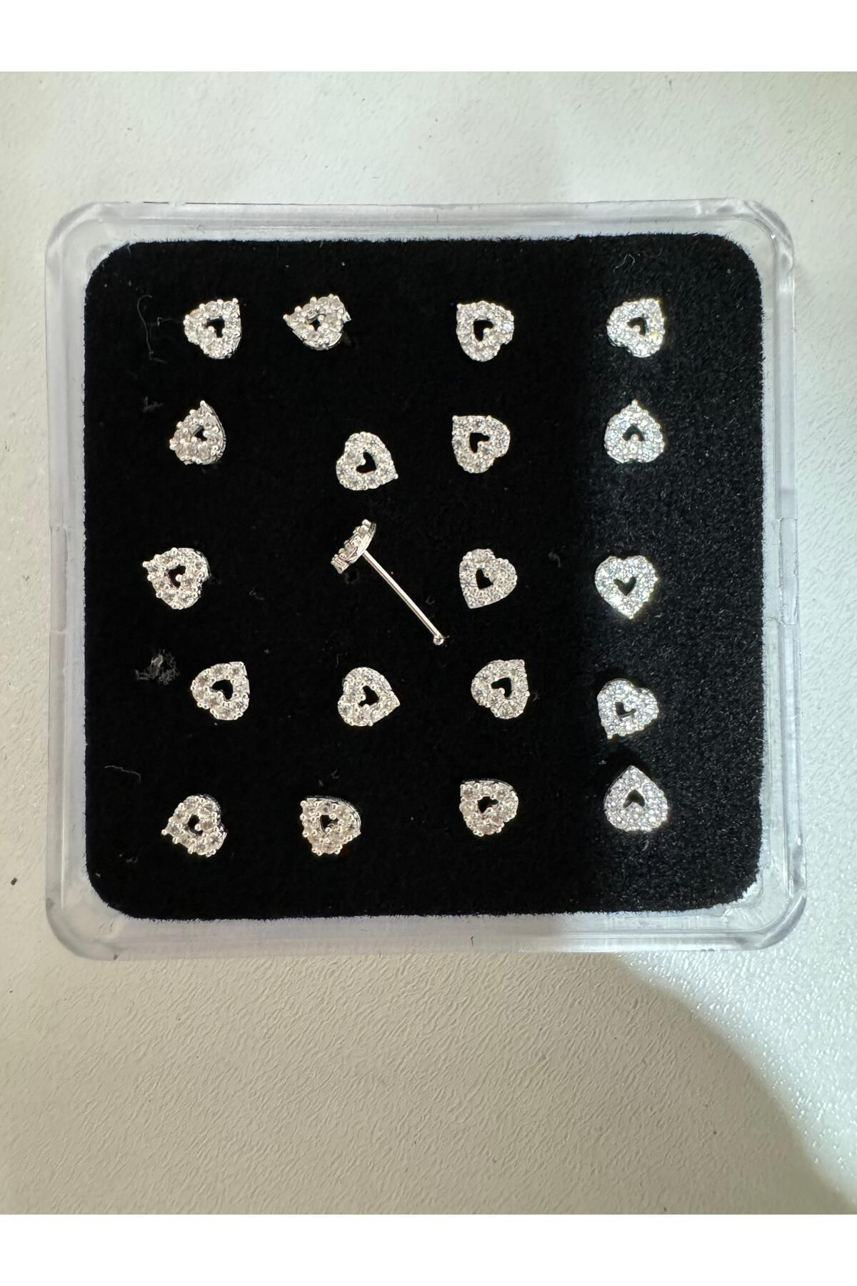 Arescollection 925 Ayar Gümüş Zirkon Taşli Kalpli Hizma