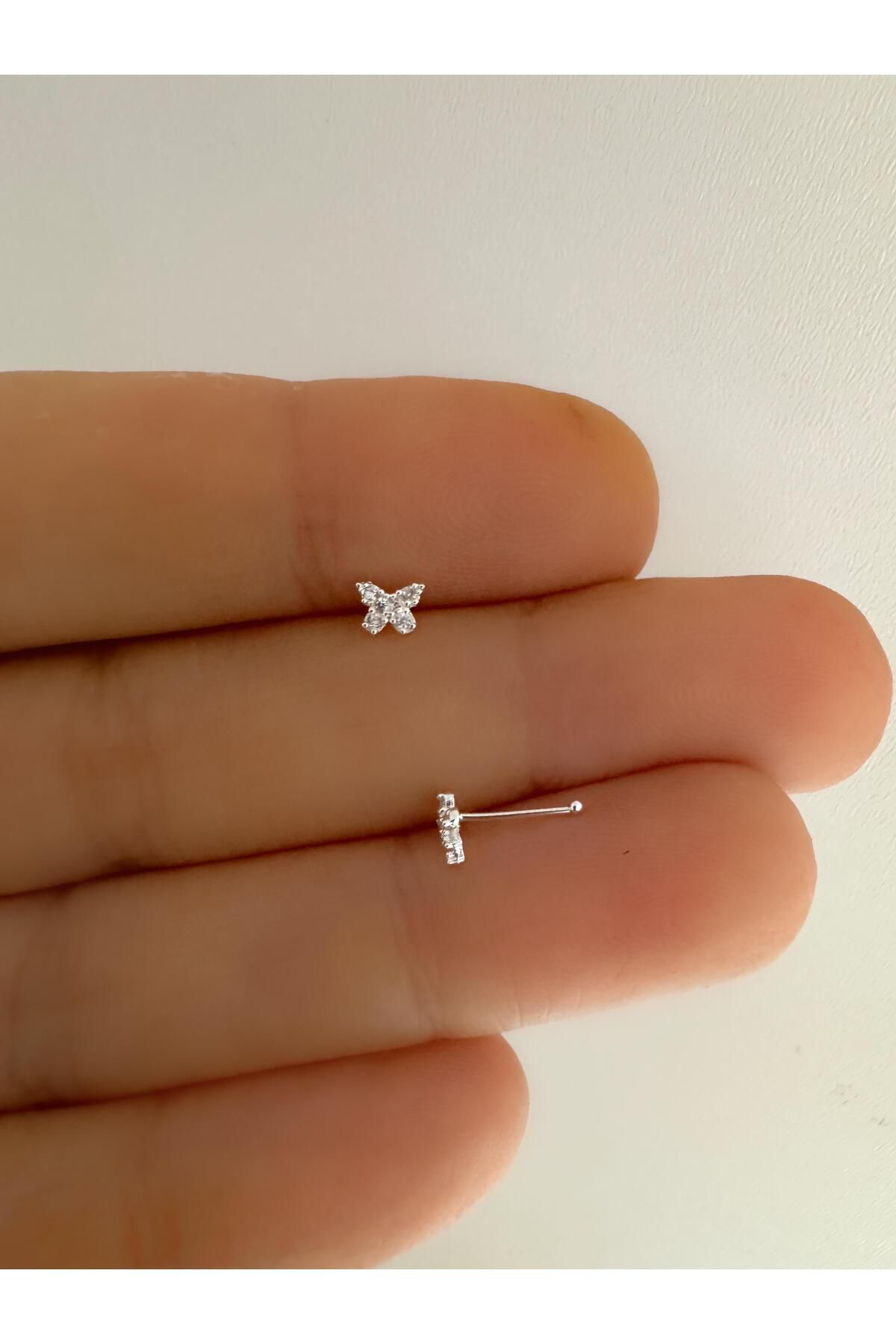 Arescollection 925 Ayar Gümüş Zirkon Taşli Kelebekli  Hizma