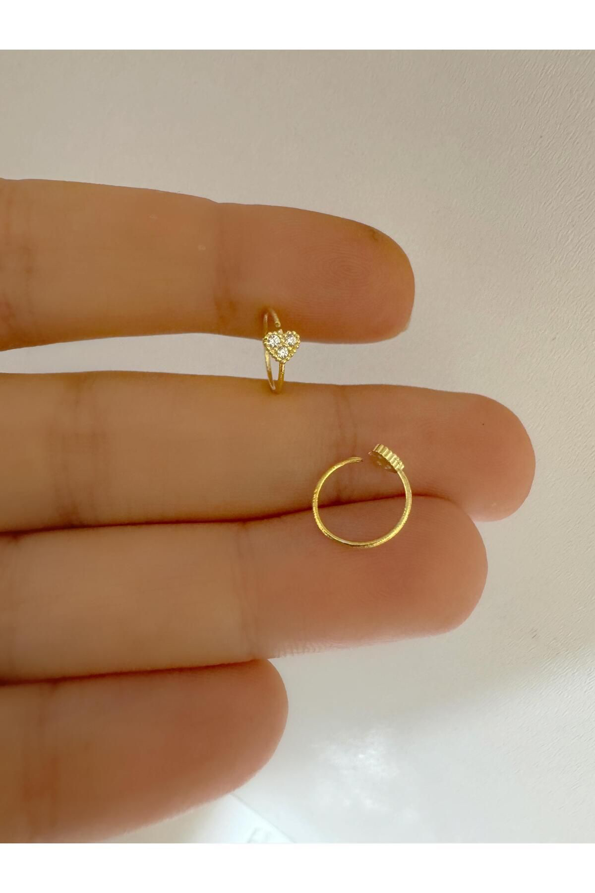 Arescollection 925 Ayar Gümüş Zirkon Taşli  Kalpli Halka  Hizma