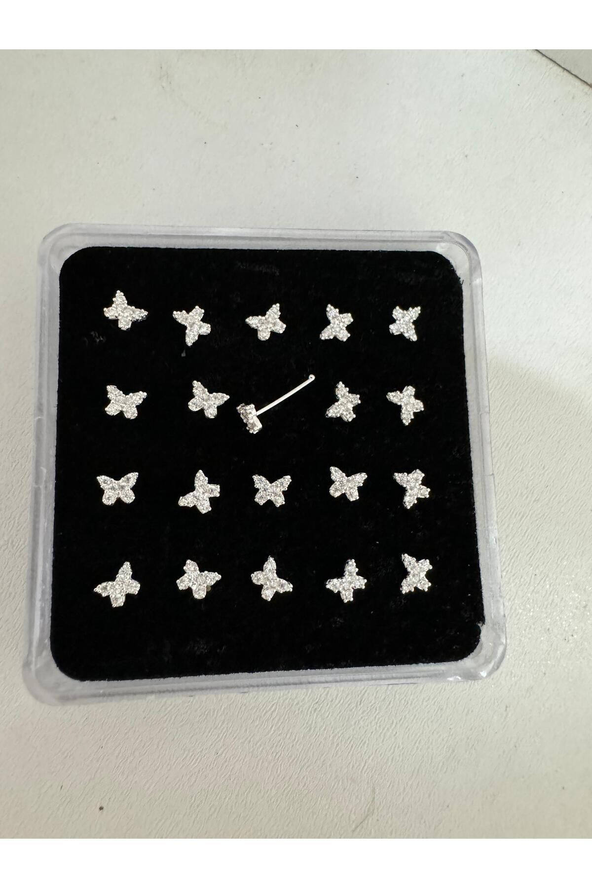 Arescollection 925 Ayar Gümüş Zirkon Taşli Kelebekli  Hizma