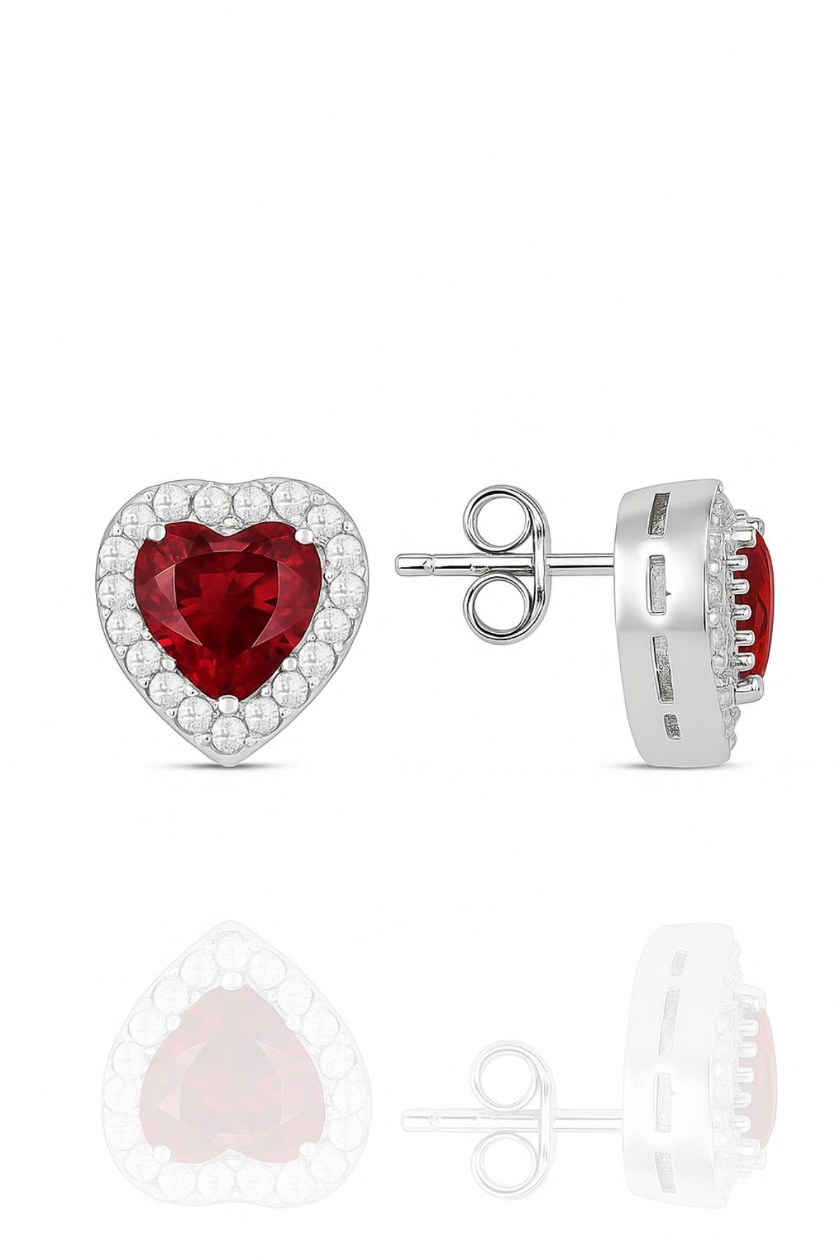 Beyisa 925 Ayar Gümüş Pırlanta Modeli Zirkon Taşlı Kalp Küpe