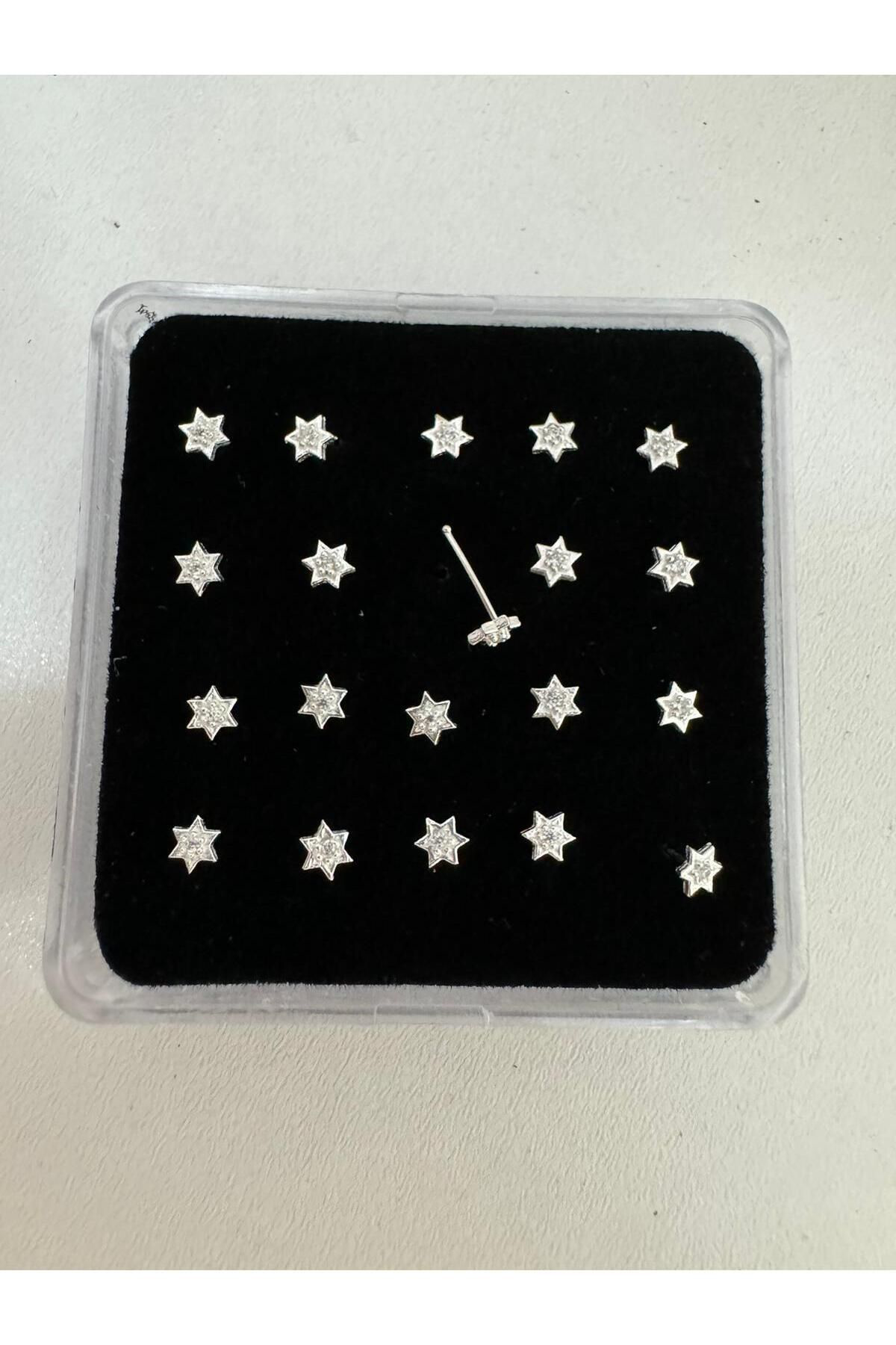 Arescollection 925 Ayar Gümüş Zirkon Taşli Yildiz Şeklinde Hizma