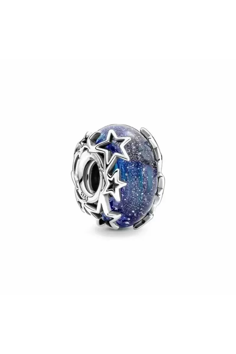 925 Ayar Gümüş Mavi Galaksi ve Yıldızlar Murano Charm - El Yapımı Bileklik Kolye Charm Fiyatı, Yorumları ve Özellikleri