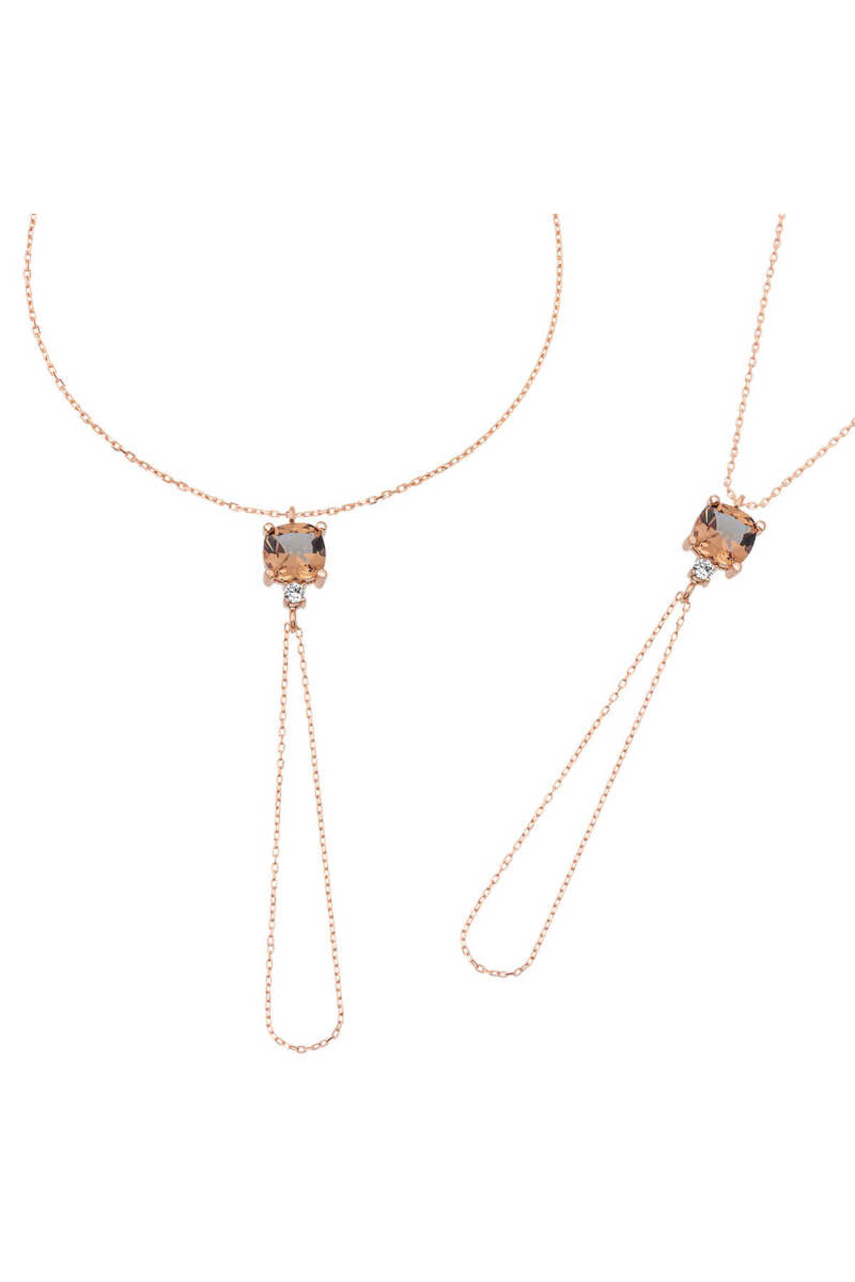 925 Ayar Gümüş Rose Zültanit Taşlı Kare Şahmeran