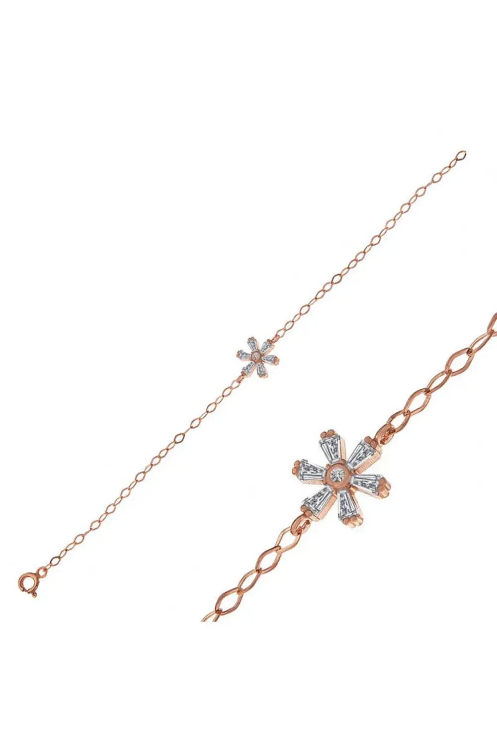 925 Ayar Gümüş Rose Çiçek Kadın Bileklik