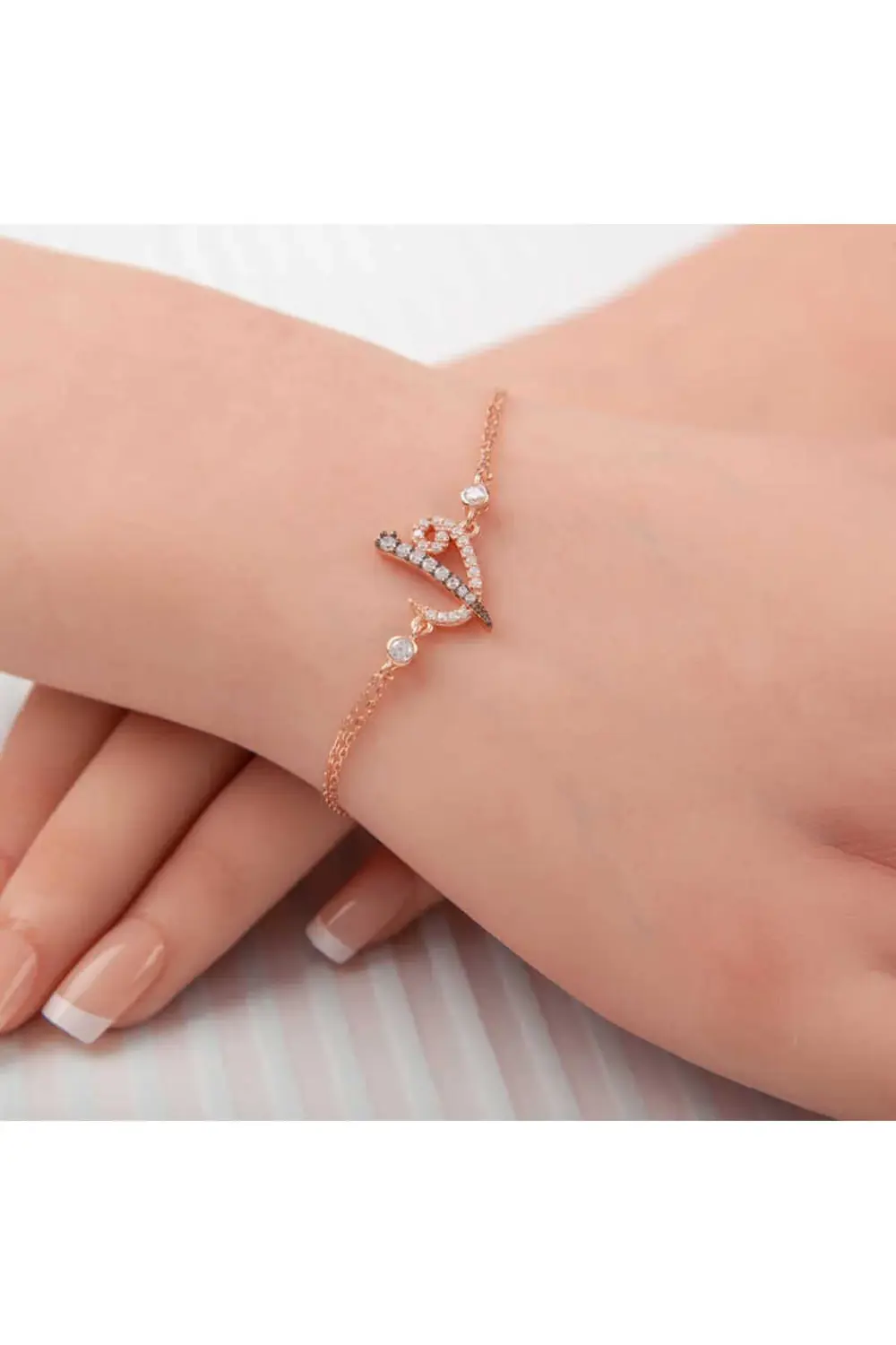 925 Ayar Gümüş Rose Elif Vav Kadın Bileklik