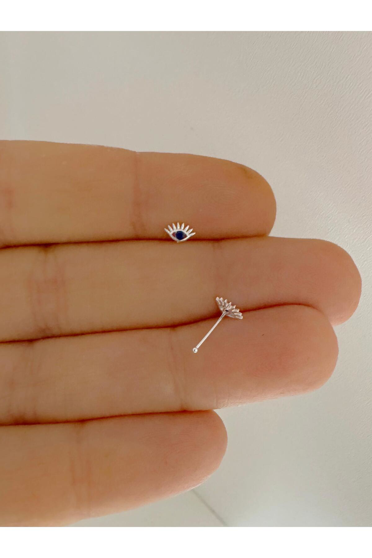 Arescollection 925 Ayar Gümüş Zirkon Taşli Kirpikli Göz Şeklinde Hizma