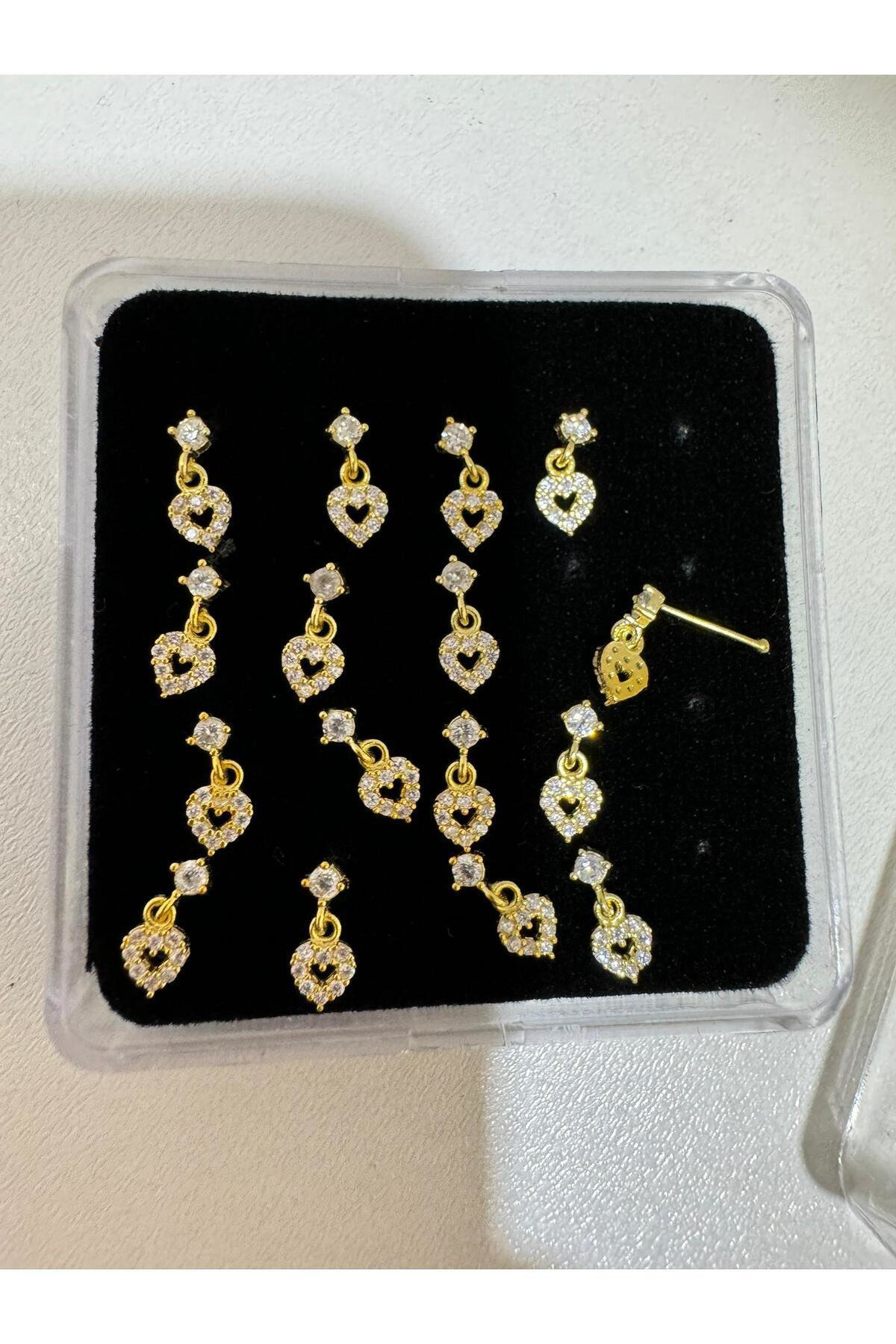 Arescollection 925 Ayar Gümüş Zirkon Taşli Sallantili Kalpli Hizma