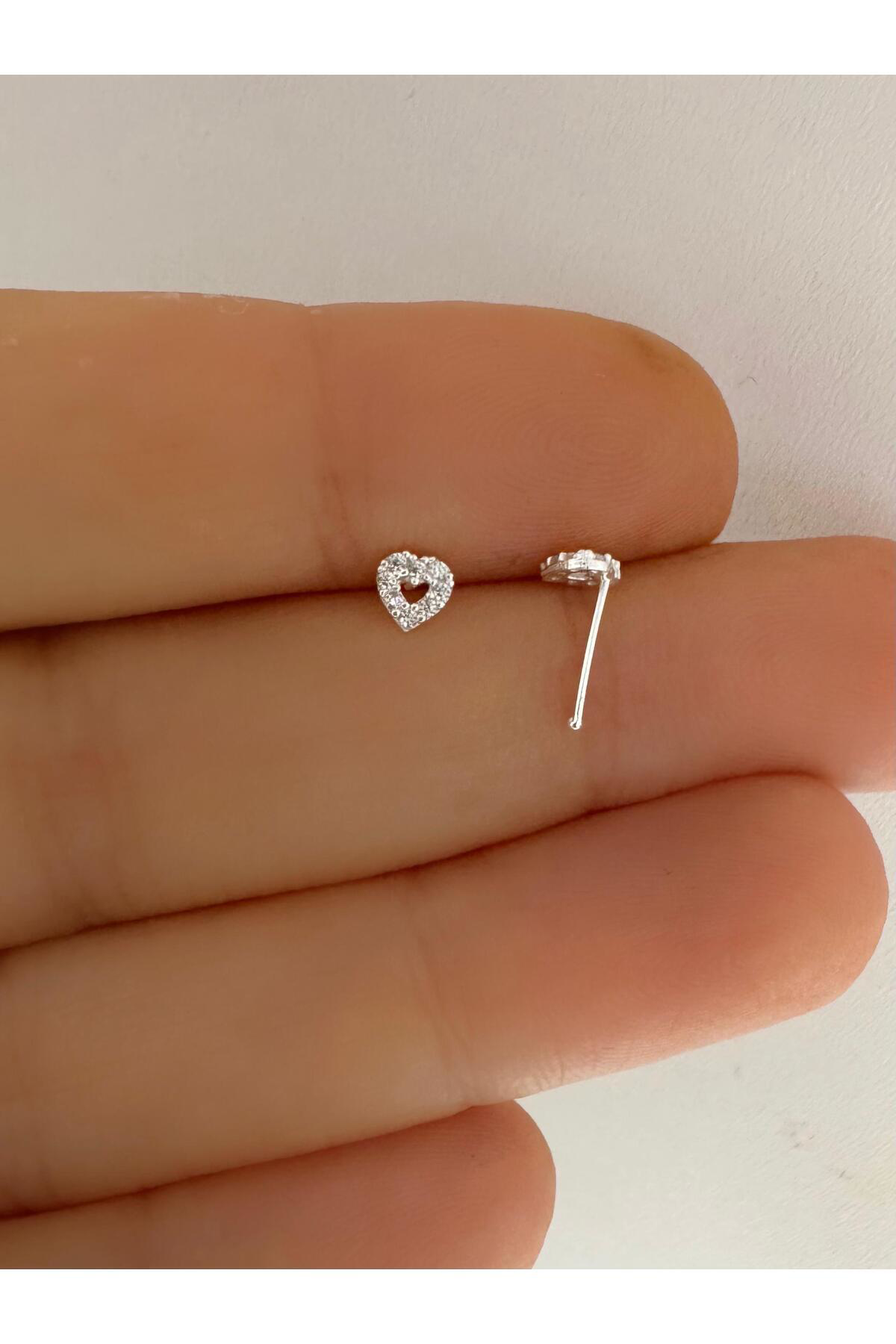 Arescollection 925 Ayar Gümüş Zirkon Taşli Kalpli Hizma