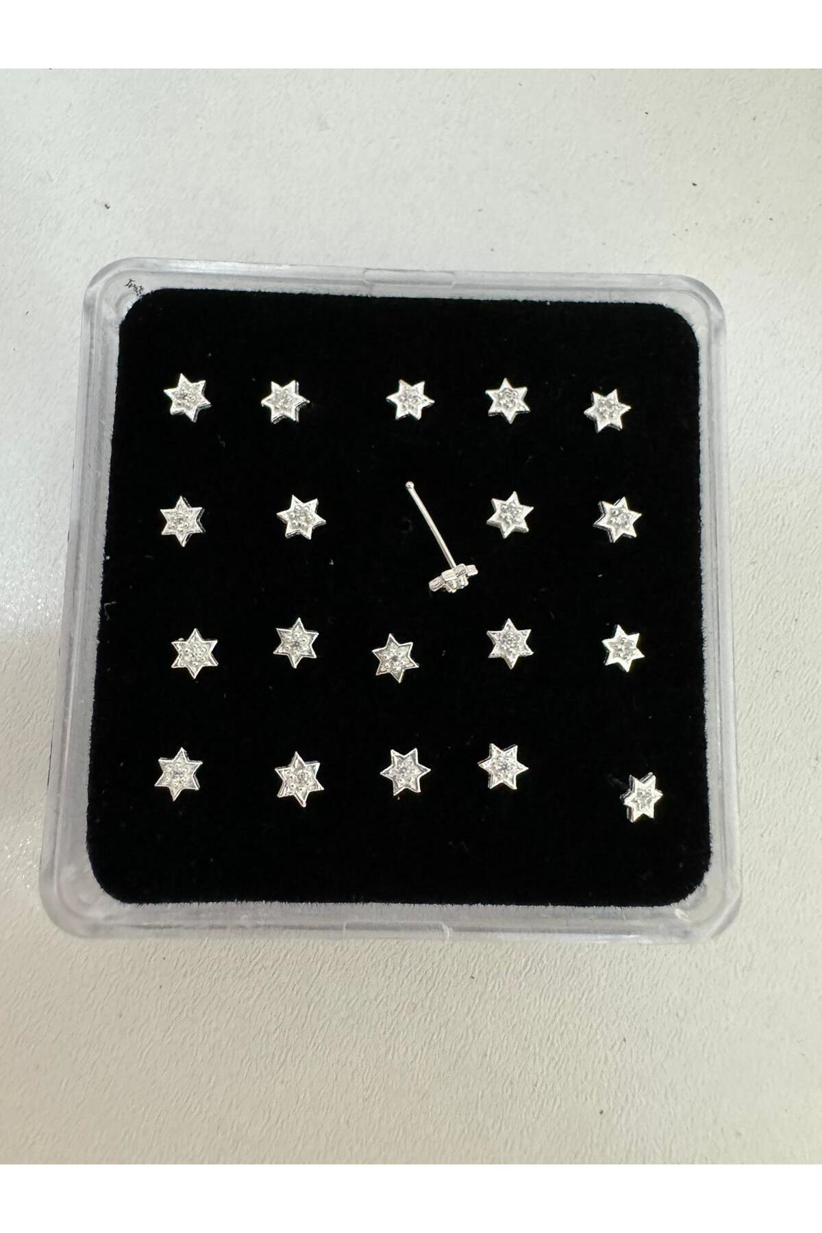 Arescollection 925 Ayar Gümüş Zirkon Taşli Yildiz Şeklinde Hizma