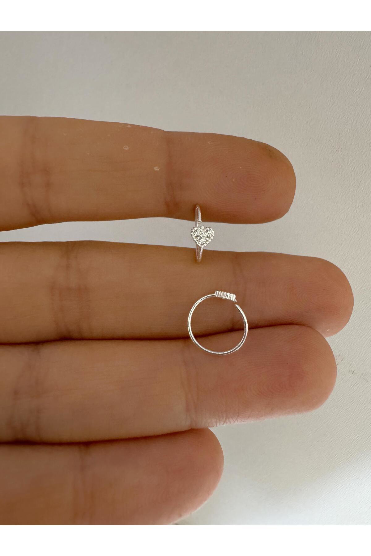 Arescollection 925 Ayar Gümüş Zirkon Taşli Kalpli Halka Hizma