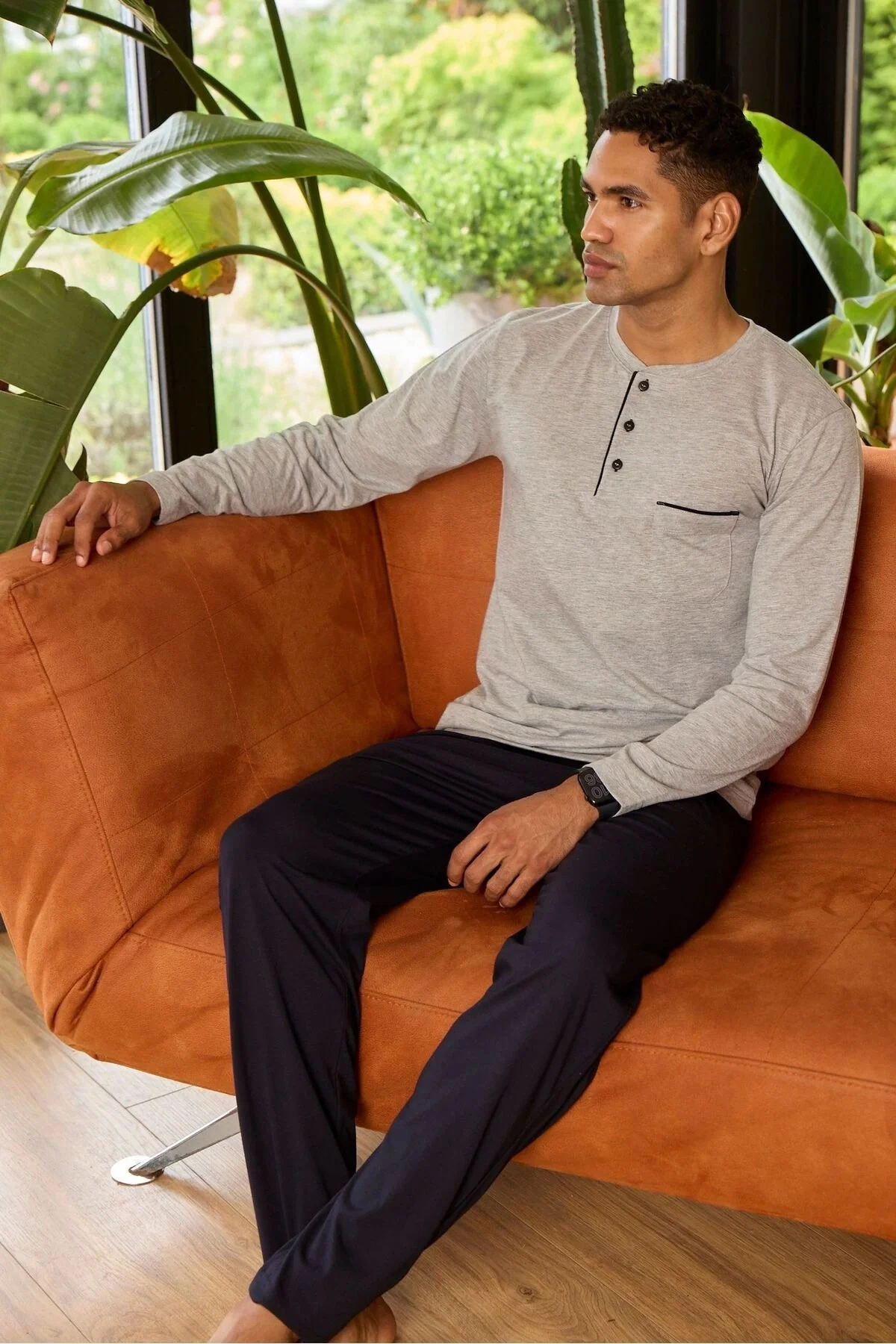 9250 Erkek Midi Yaka Pijama Takım