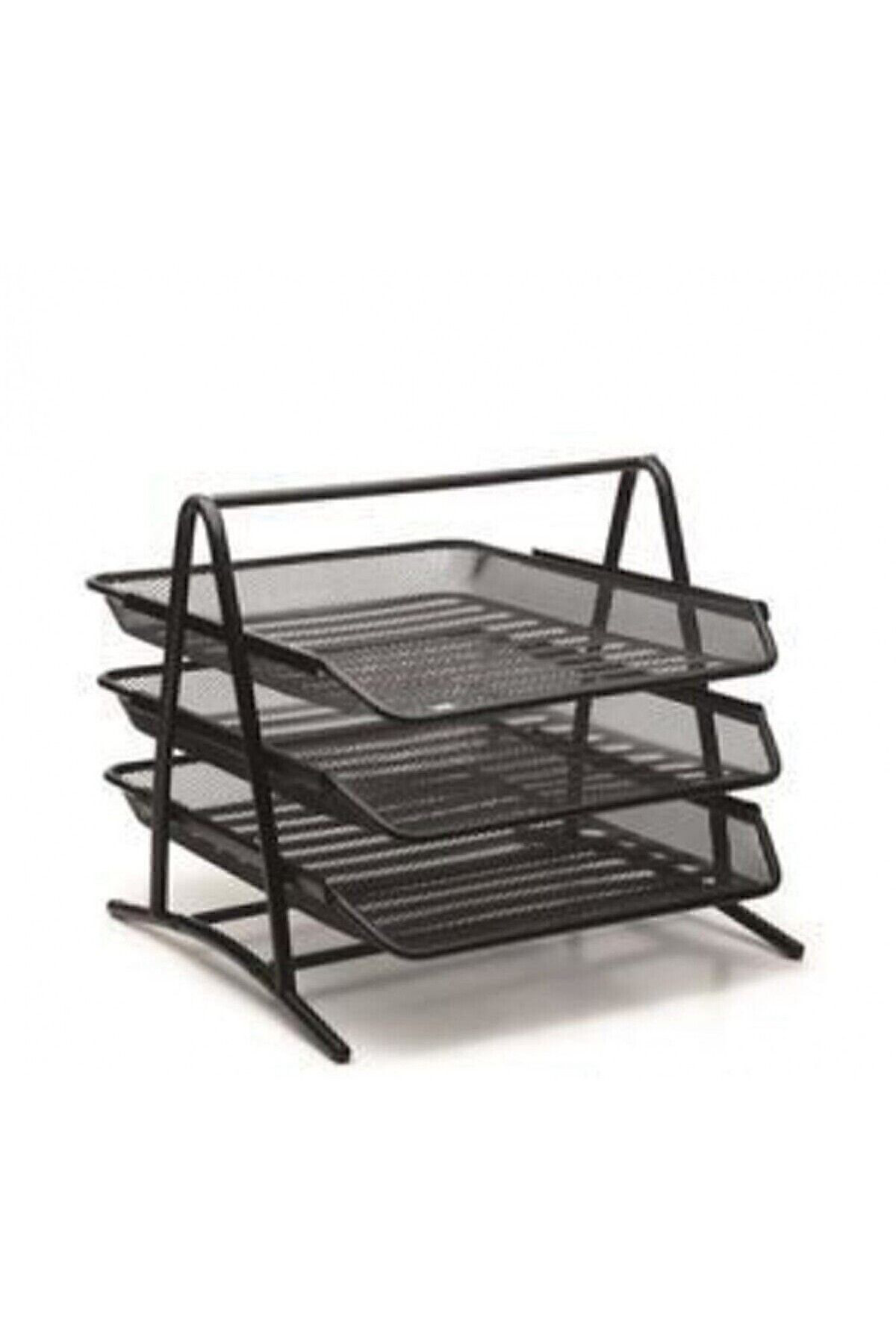 Mas 9304 Bion Perfore 3'Lü Evrak Rafı - Siyah