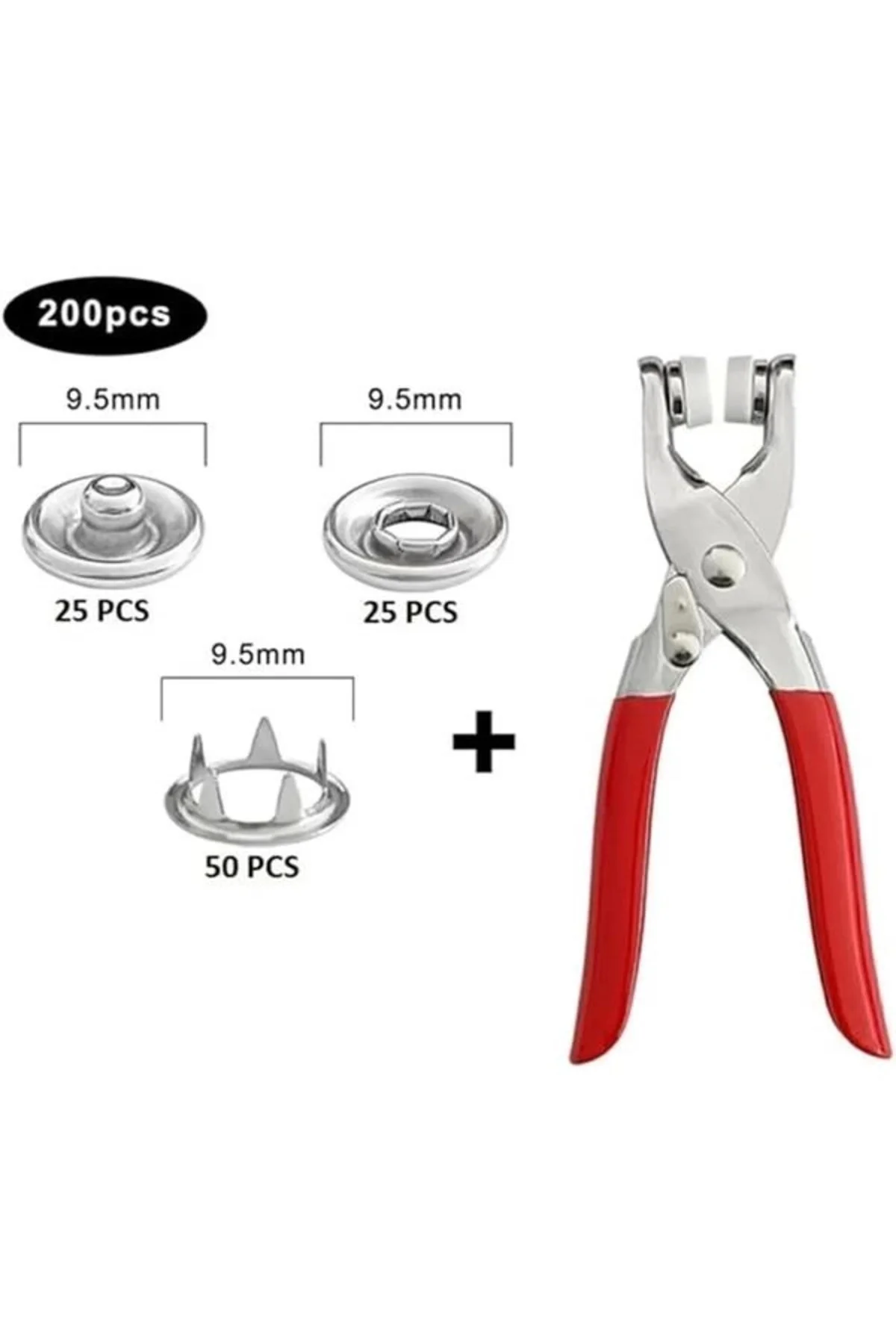 9.5 mm Metal Çıtçıt El Pensesi Seti – Gömlek, Bebek Kıyafetleri, 