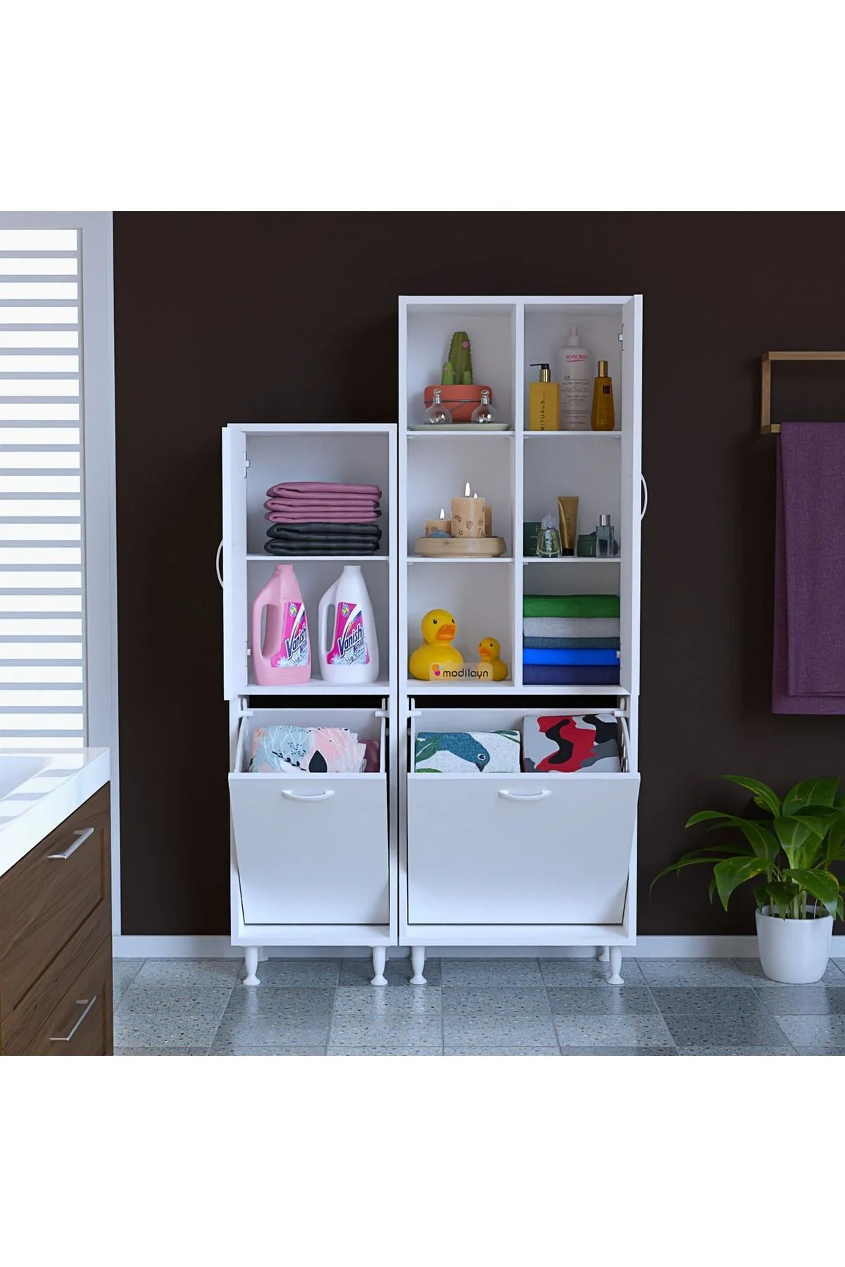 95 x 160 x32.5cm Oyuncak Dolabı Çok Amaçlı Dolap Banyo Dolabı Çam