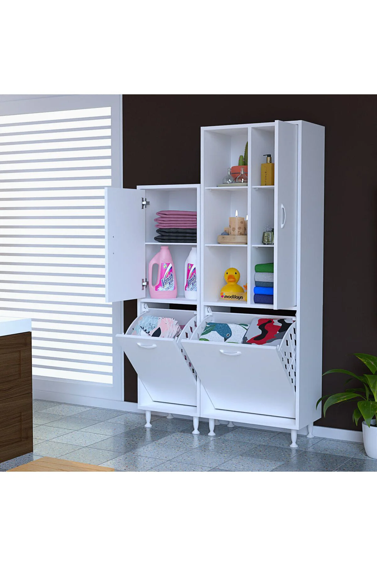 95 x 160 x32.5cm Oyuncak Dolabı Çok Amaçlı Dolap Banyo Dolabı Çam