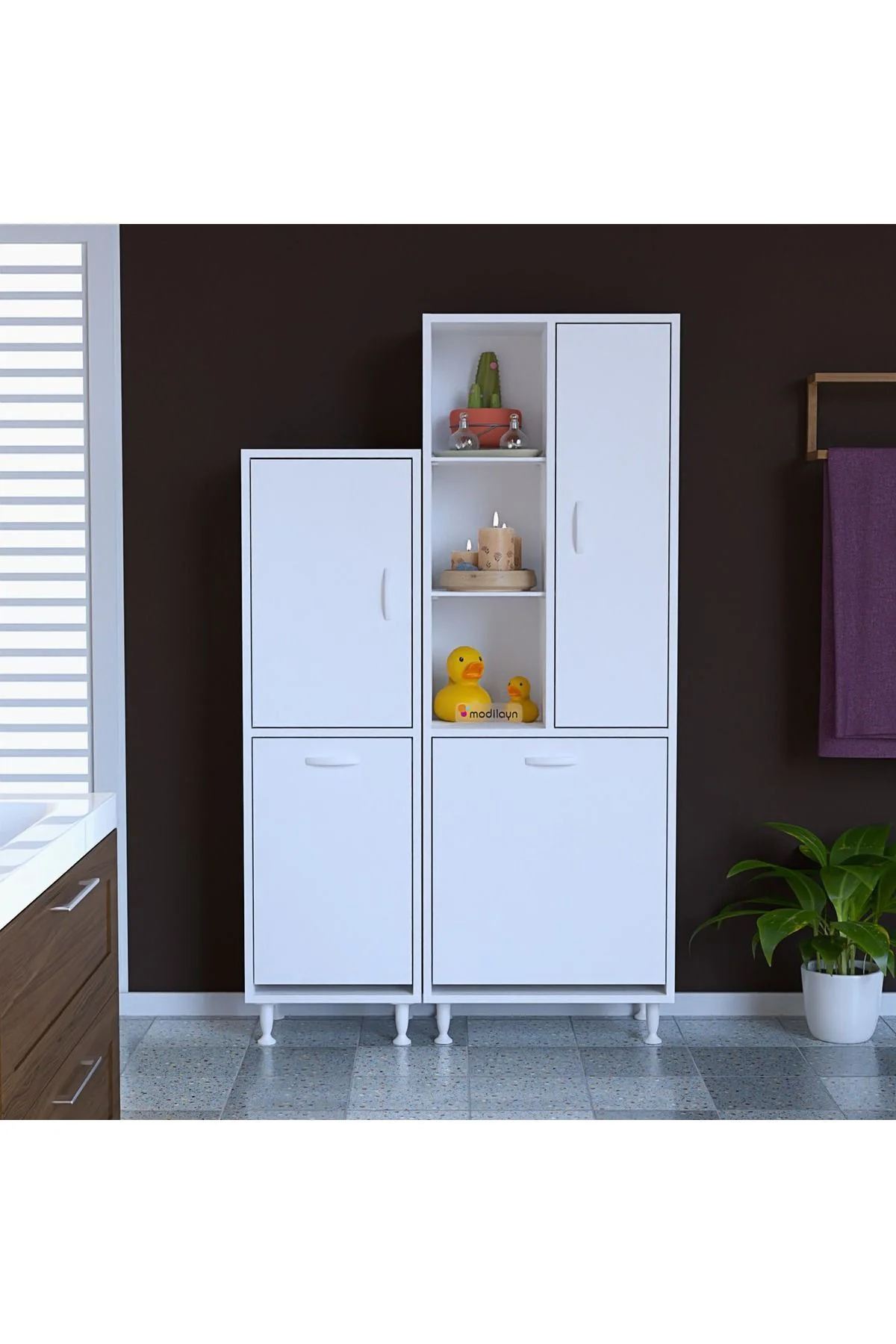 95 x 160 x32.5cm Oyuncak Dolabı Çok Amaçlı Dolap Banyo Dolabı Çam