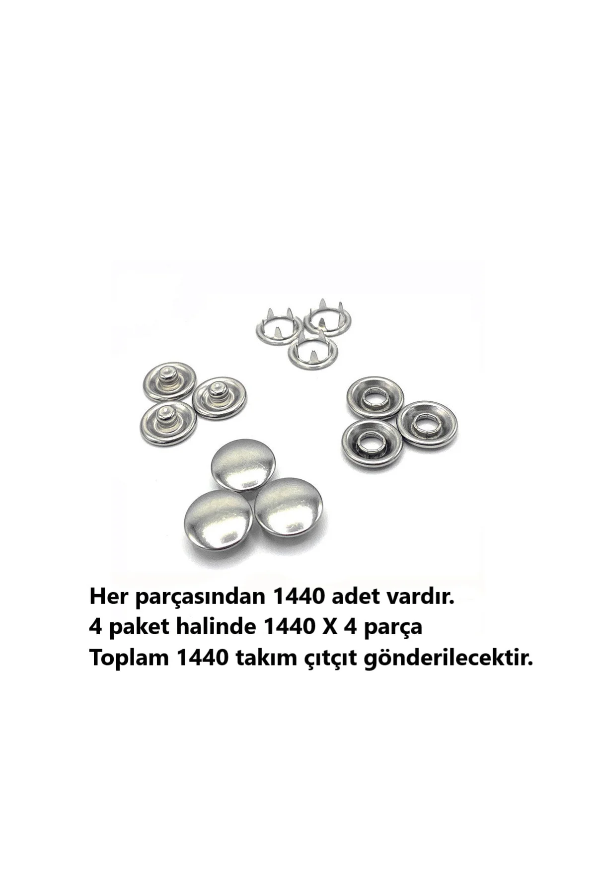 9.5mm Kapaklı Paslanmaz Nikel(gümüş) Bebe Çıtçıt 1440 Adet (topta