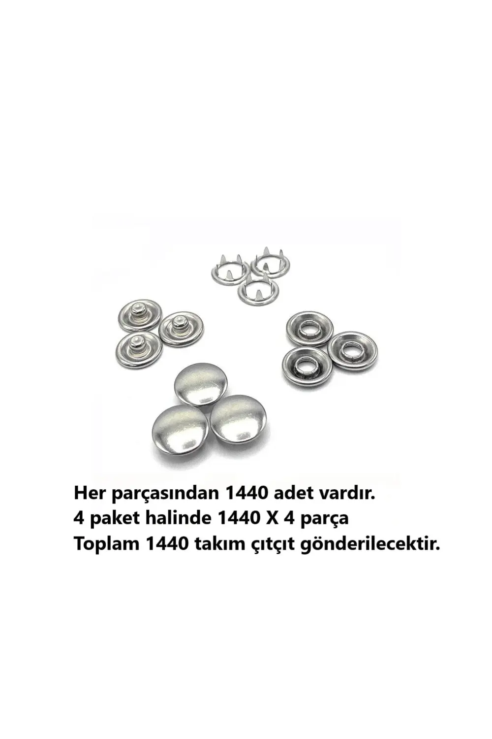 Tuhafiyecimiz 9.5Mm Kapaklı Paslanmaz Nikel(Gümüş) Bebe Çıtçıt 1440 Adet (Topta