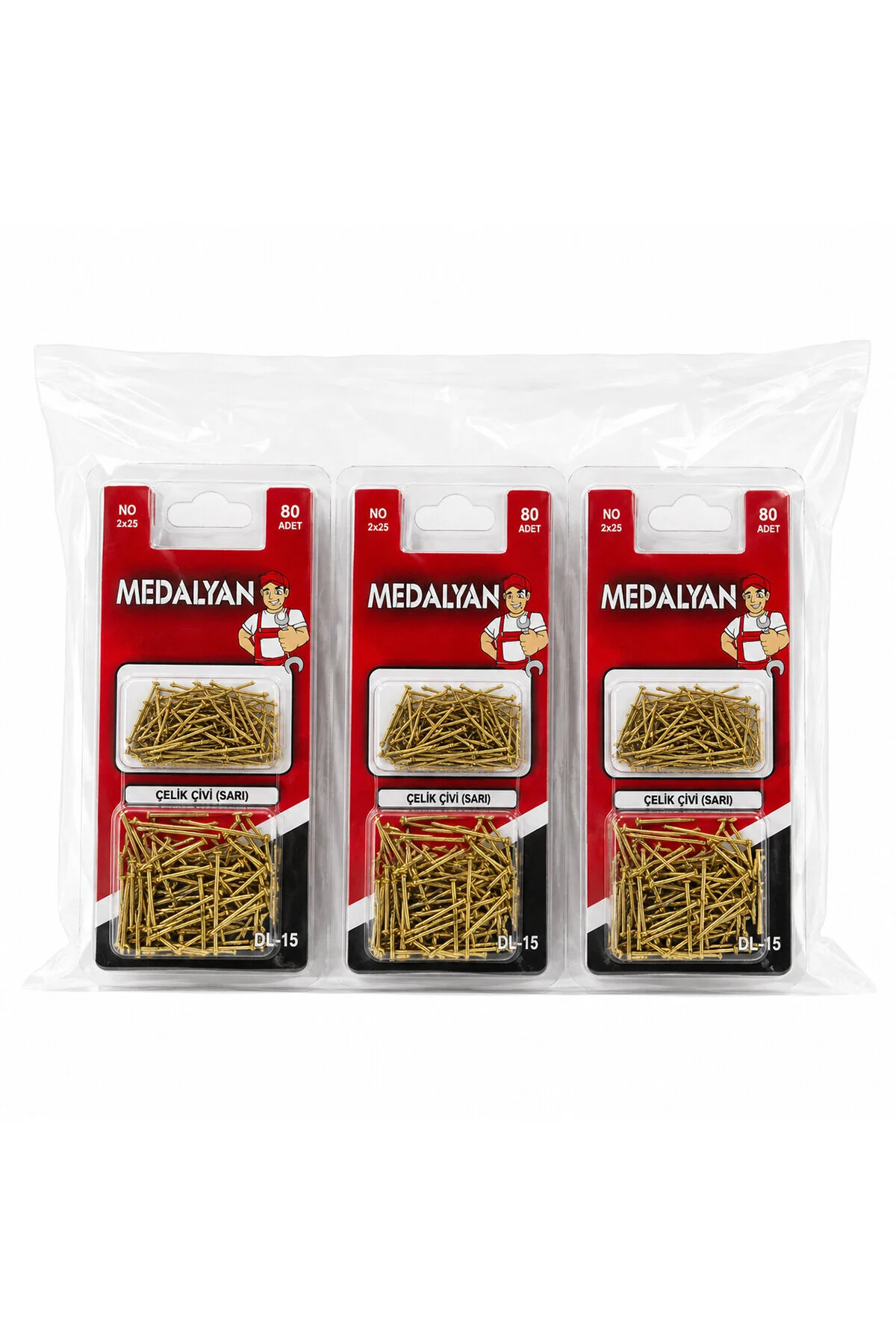 960 Adet 2X25 Sarı Tp Tel Çelik Çivi 12X80PCS 960 Adet 2X25 Sarı Tp Tel Çelik Çivi 12X80PCS