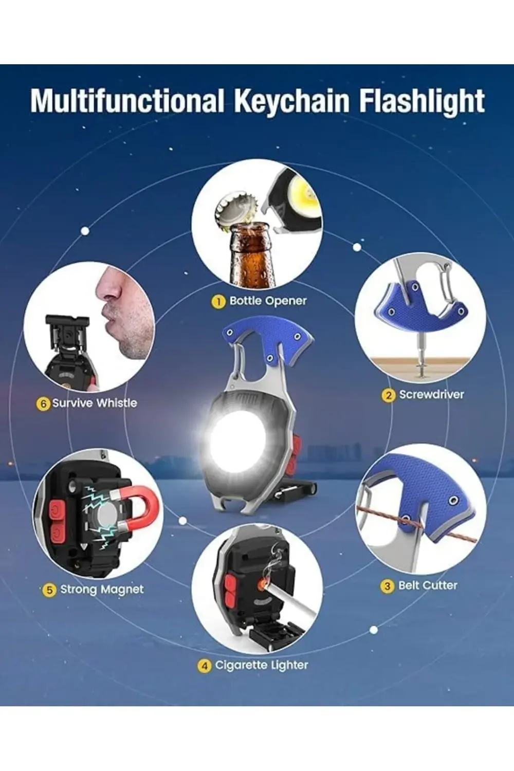 970 Mini Şarjlı Işıldak, Kapak Açacağı, Düdük Özelliği, Vidalama,