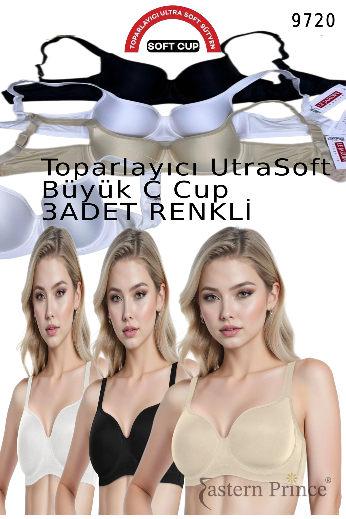 9720 C Cup Ultra Soft Sütyen Toparlayıcı Balenli Desteksiz Basic 