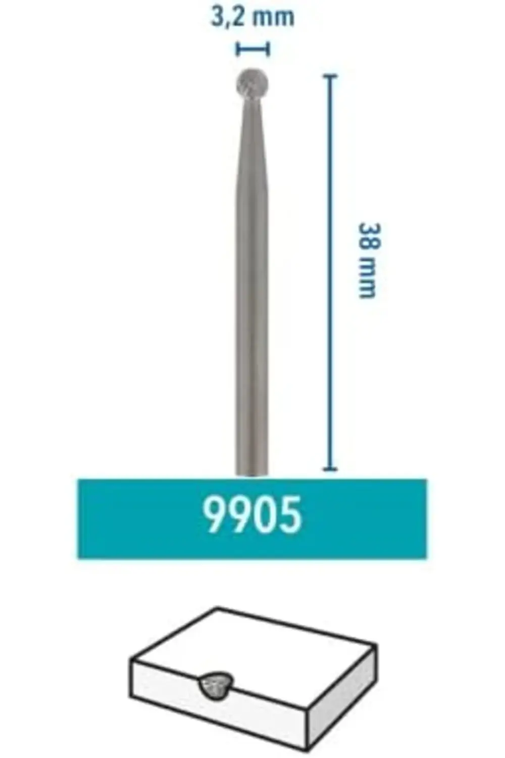 9905 Top Uçlu Karpit Kesici Top Uçlu, 3,2 mm 978262