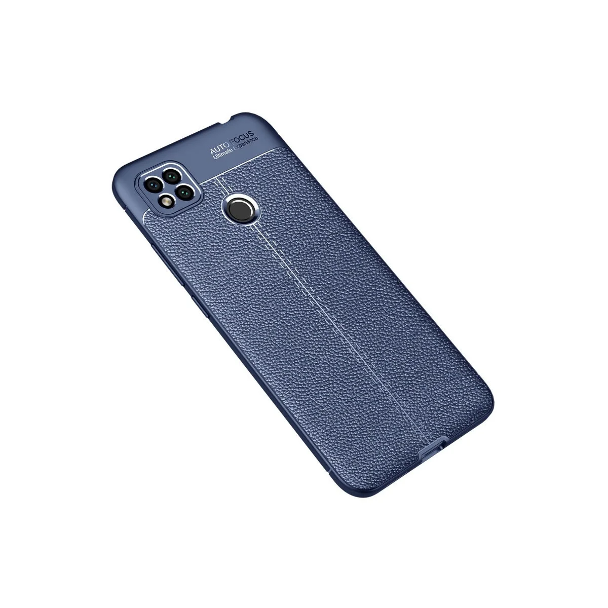 9C Kılıf Auto Focus Kapak - Lacivert TPU Deri Dokulu Telefon Kılıfı