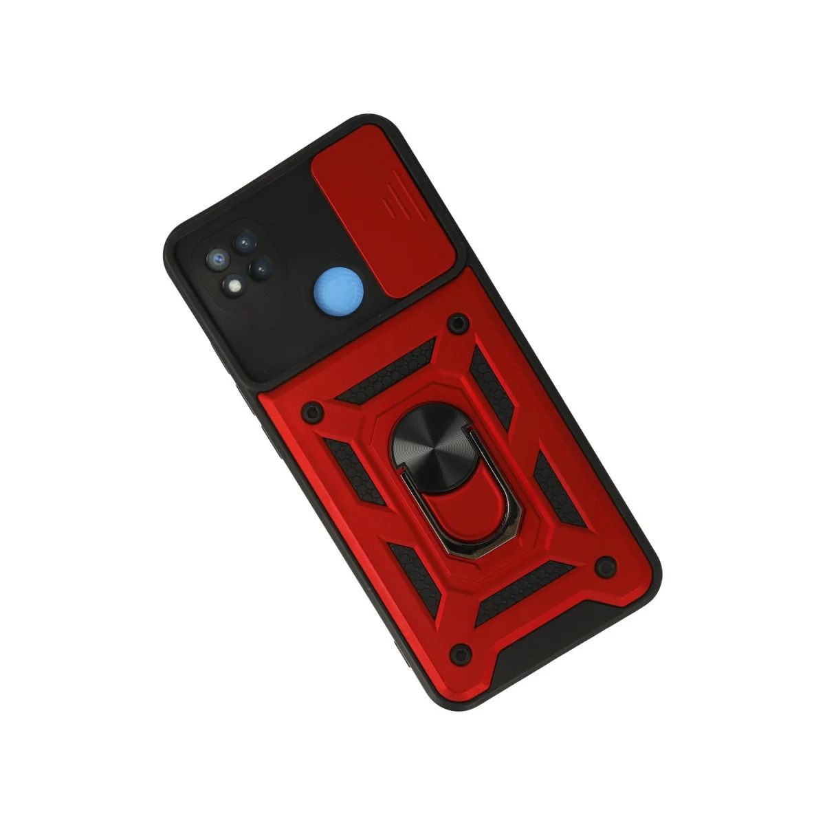 9C Kılıf Silikon - Kırmızı Lens Korumalı & Metal Stand