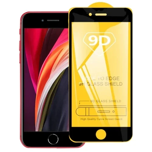 9D Full Glue Kavisli Cam iPhone SE3/SE2/8/7 Ekran Koruyucu - Çizilmeye Karşı 8-9H Sertlikte Oleofobik Temperli Cam