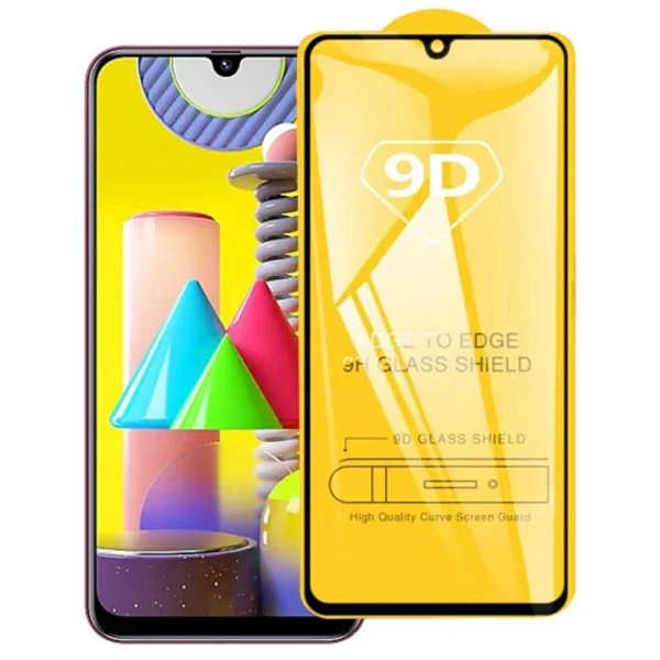 9D Full Glue Tempered Cam Samsung Galaxy M31 Ekran Koruyucu - Darbeye Dayanıklı 8-9H Anti-Parmak İzi