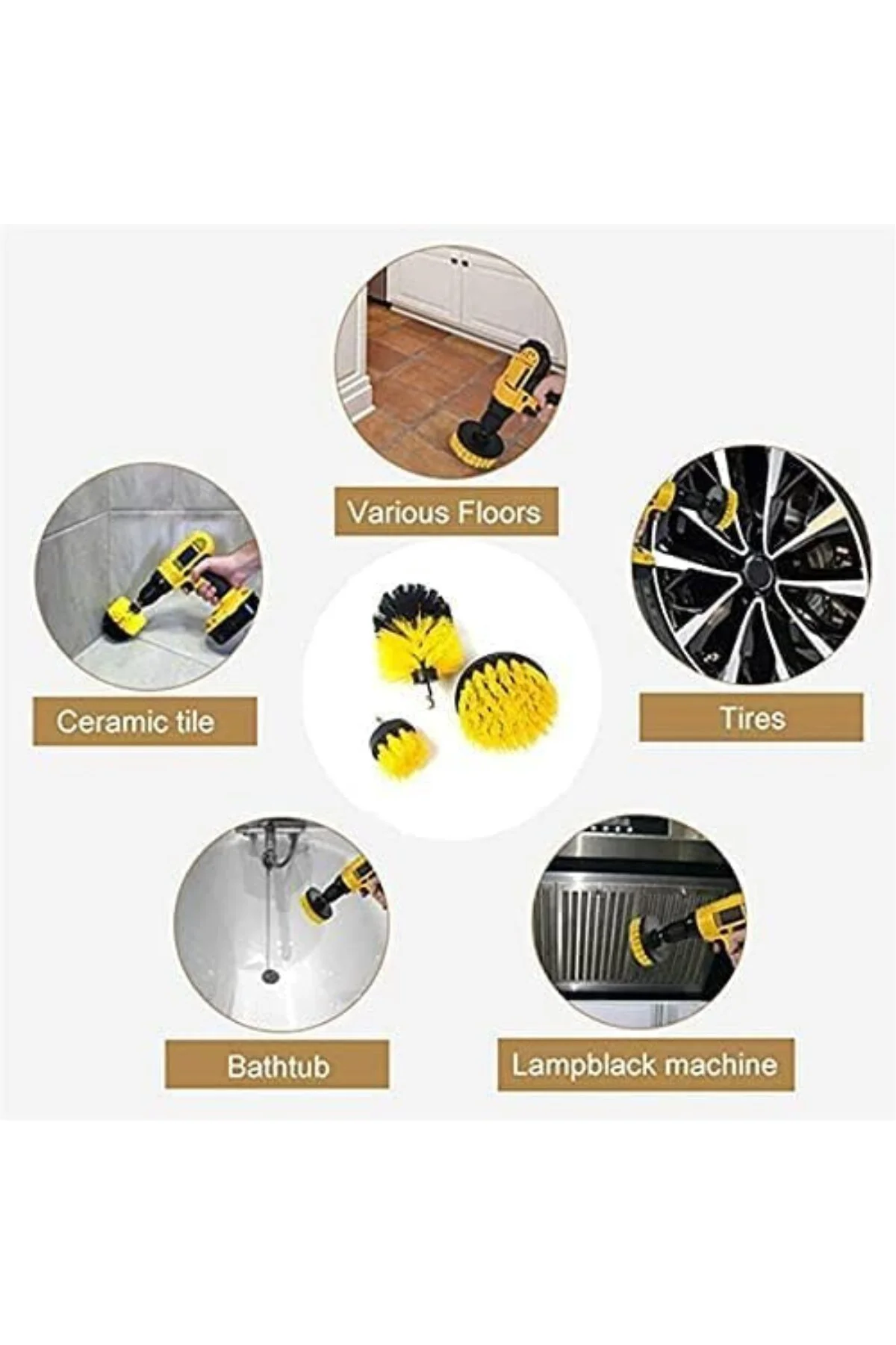 ® 9'lu Matkap Ucu Fırça Seti Temizleme Parlatma Pasta Cila Jant T ® 9'lu Matkap Ucu Fırça Seti Temizleme Parlatma Pasta Cila Jant T