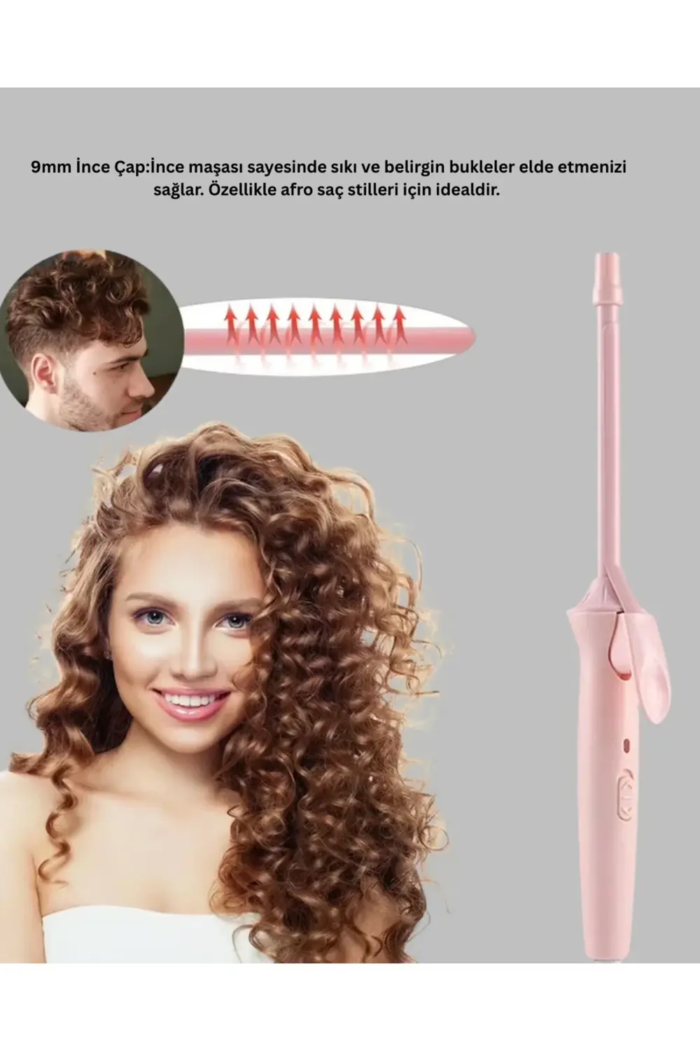 9mm İnce Bukle Maşası Afro ve Sık Bukleler İçin Uygun