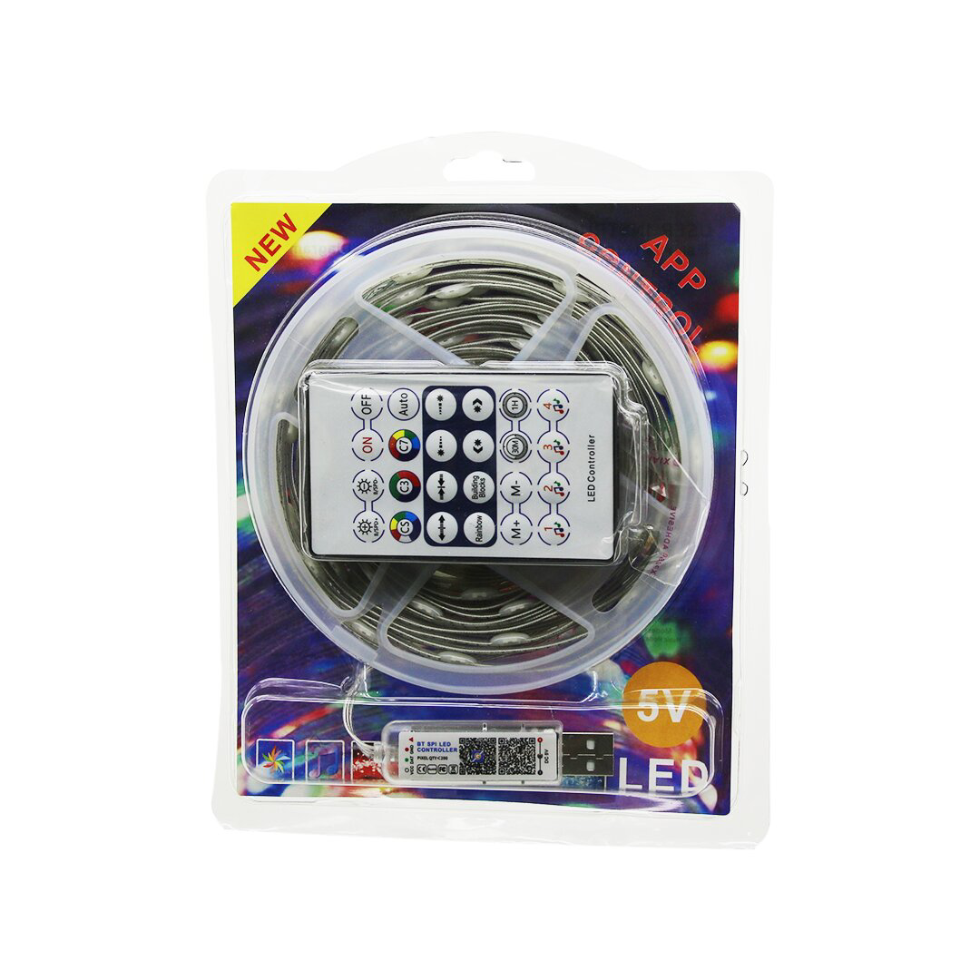 9MT  KUMANDALI - USB Lİ  RGB ŞERİT LED  0.4W/M - 20lm/led   -20+5