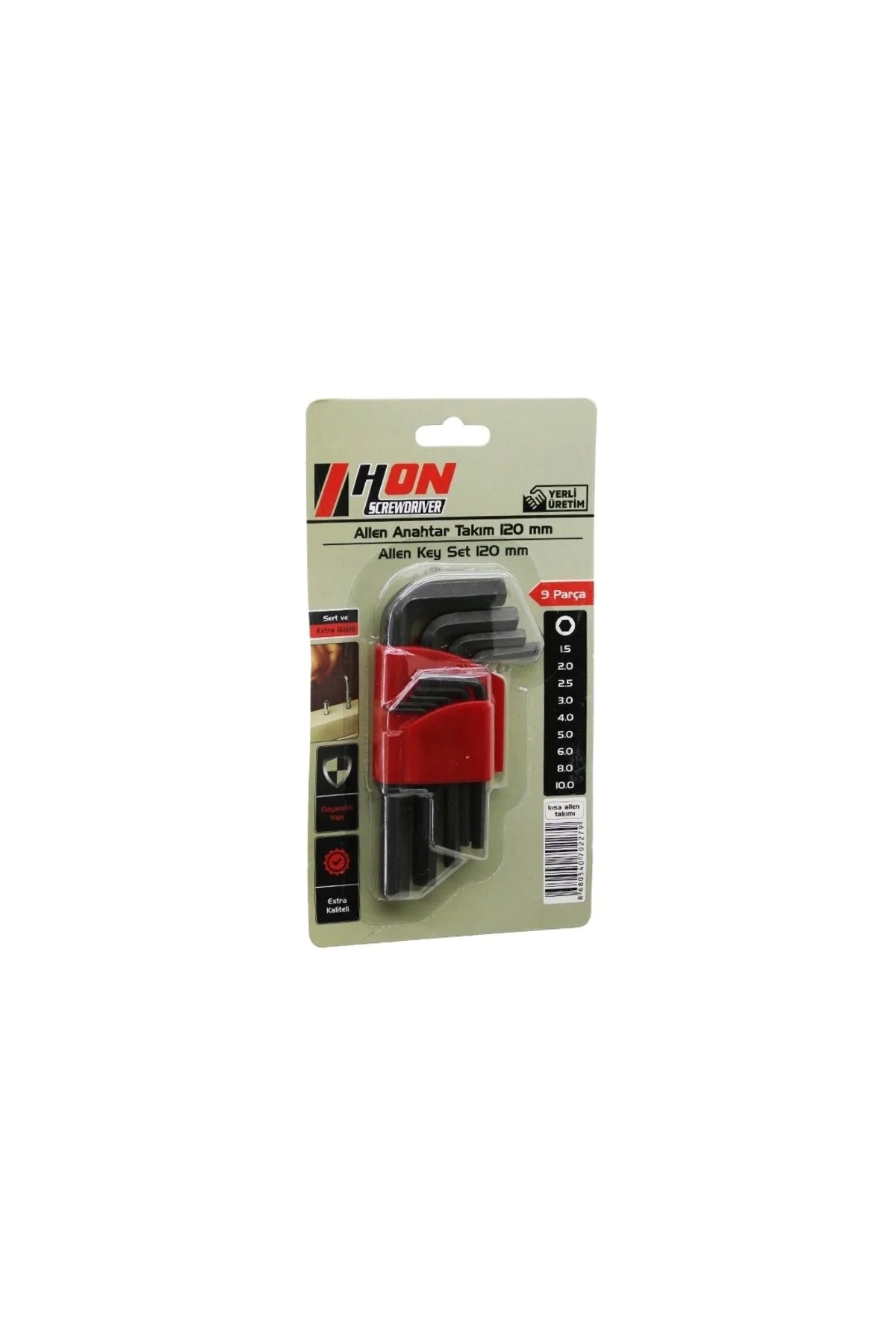 9PCS SİYAH KISA - DÜZ 120MM ALYAN ALLEN ANAHTAR TAKIMI BRKT-702279 (5047)