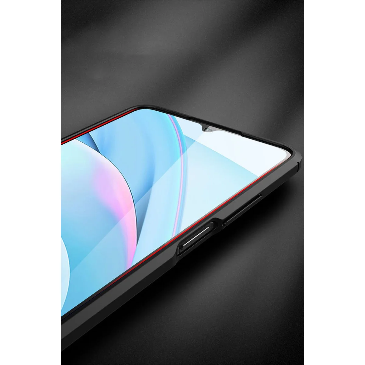 9T Auto Focus Kılıf - Kırmızı TPU Deri Dokulu Korumalı Telefon Kılıfı