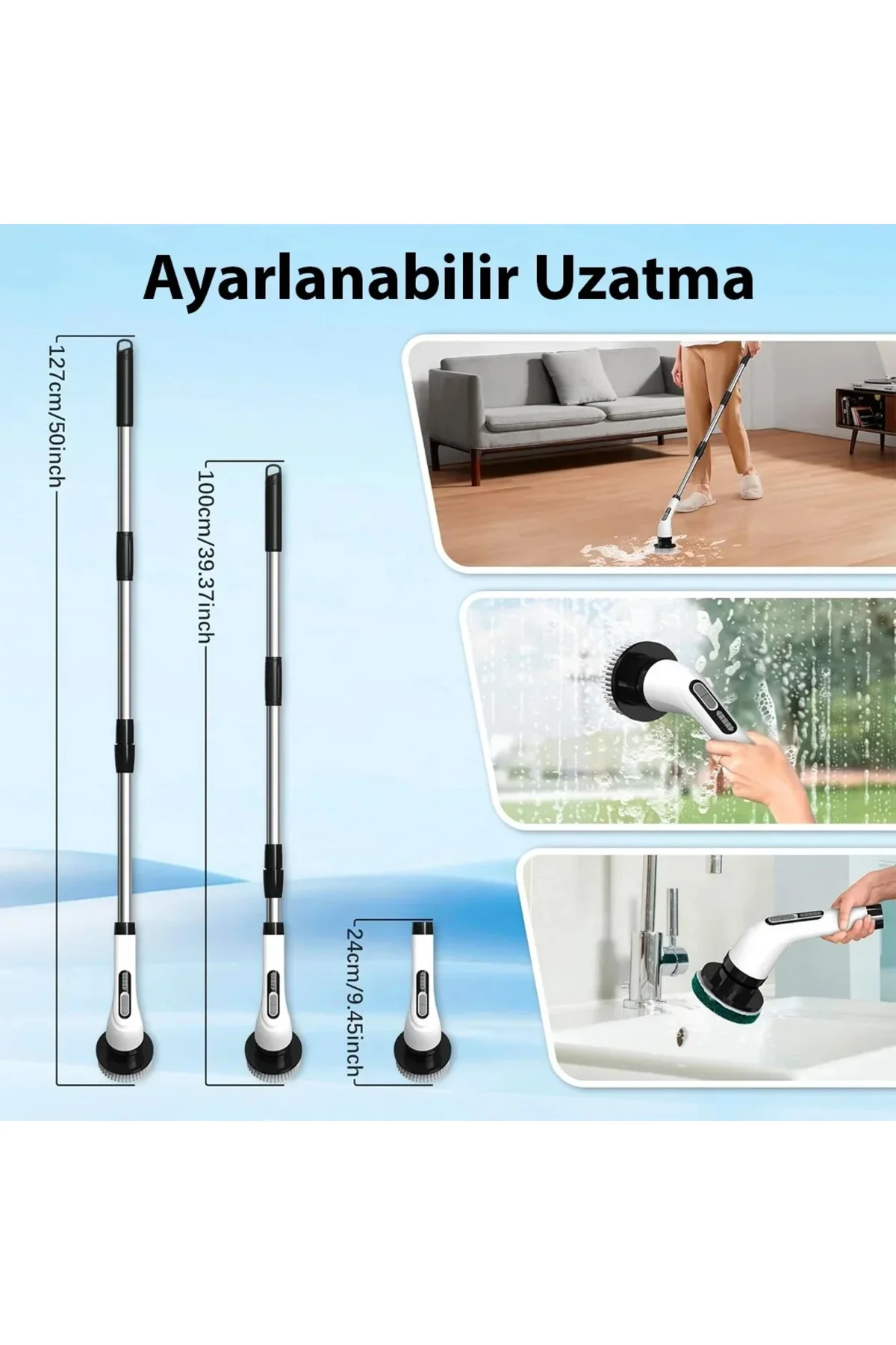 9'u 1 Arada Çok Amaçlı Kablosuz Şarjlı Tezlik Fırçası IP67 Yıkanabilir Başlık 9'u 1 Arada Çok Amaçlı Kablosuz Şarjlı Tezlik Fırçası IP67 Yıkanabilir Başlık