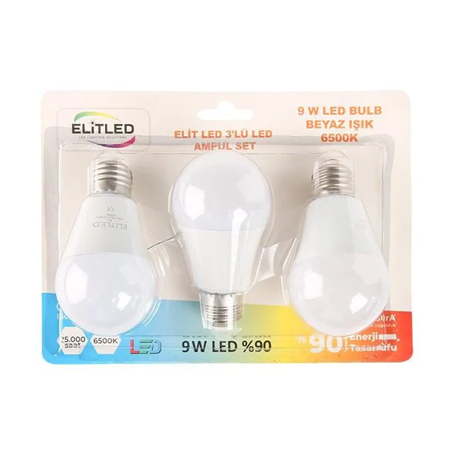 9W 3lü Beyaz LED Ampül - Enerji Tasarruflu Uzun Ömürlü Aydınlatma Fiyatı, Yorumları ve Özellikleri
