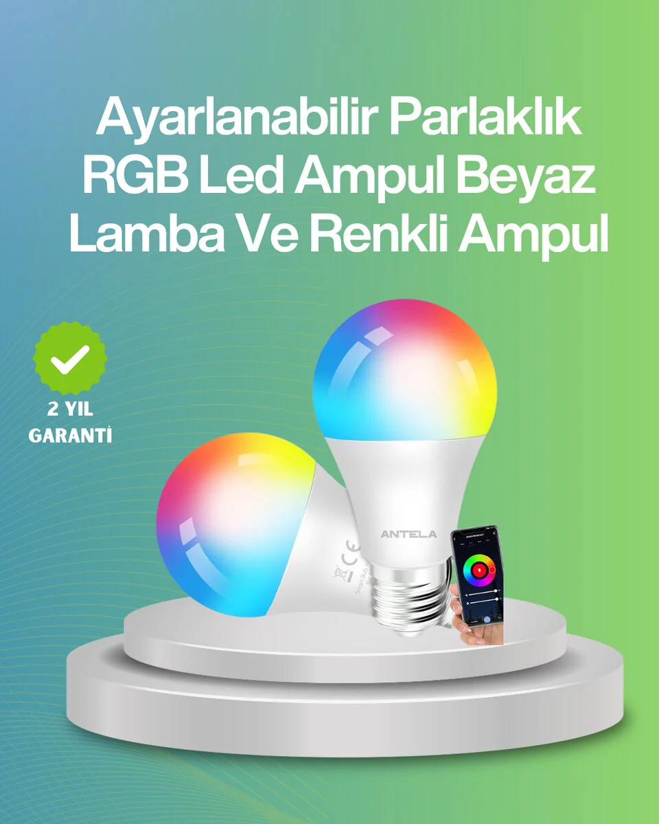 9W Akıllı LED Ampul - Wi-Fi RGBW 16M Renk, Dimlenebilir, Enerji Tasarruflu Fiyatı, Yorumları ve Özellikleri