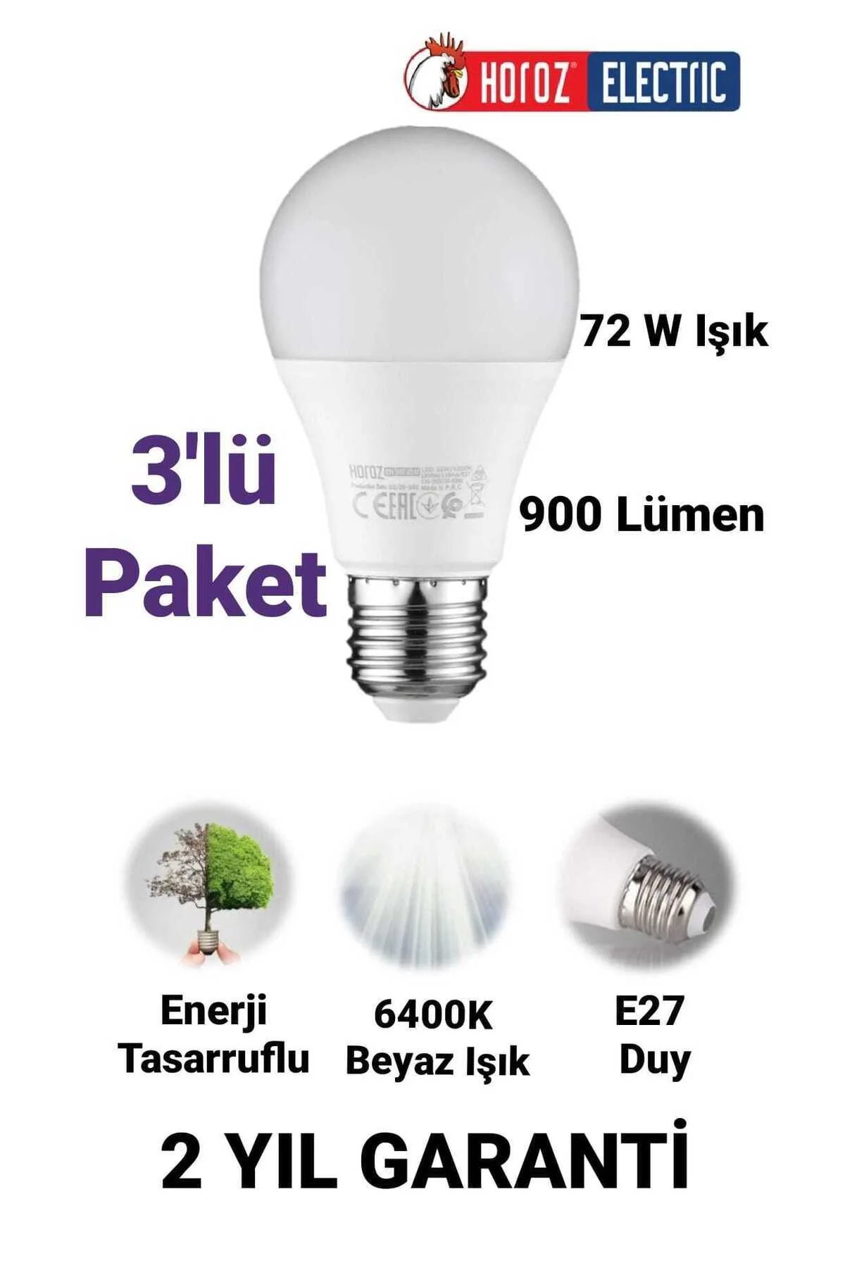 9w Led Ampul Beyaz Işık E27 Duy 900 Lümen Led Lamba